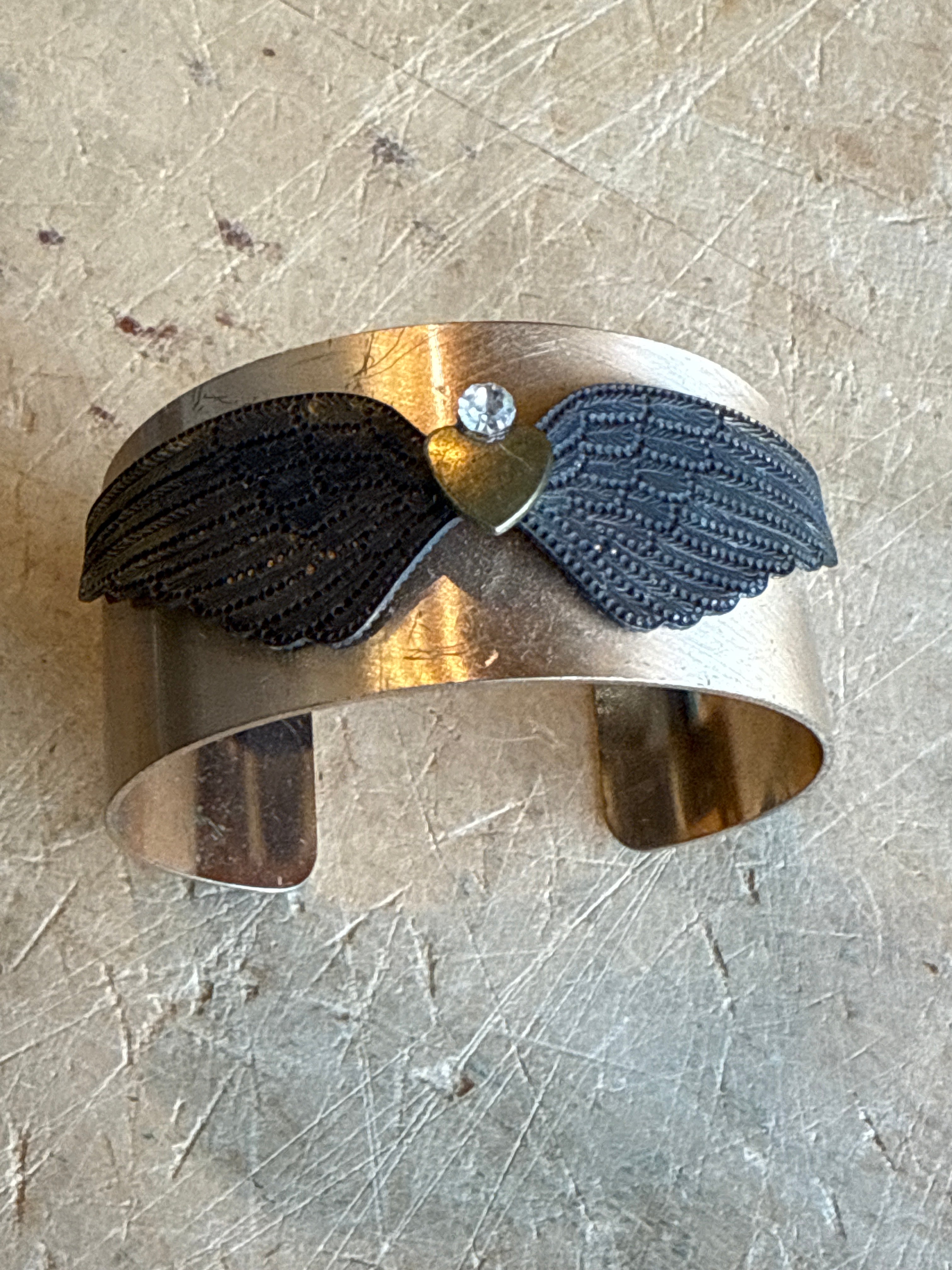 Winged Heart Cuff Bracelet