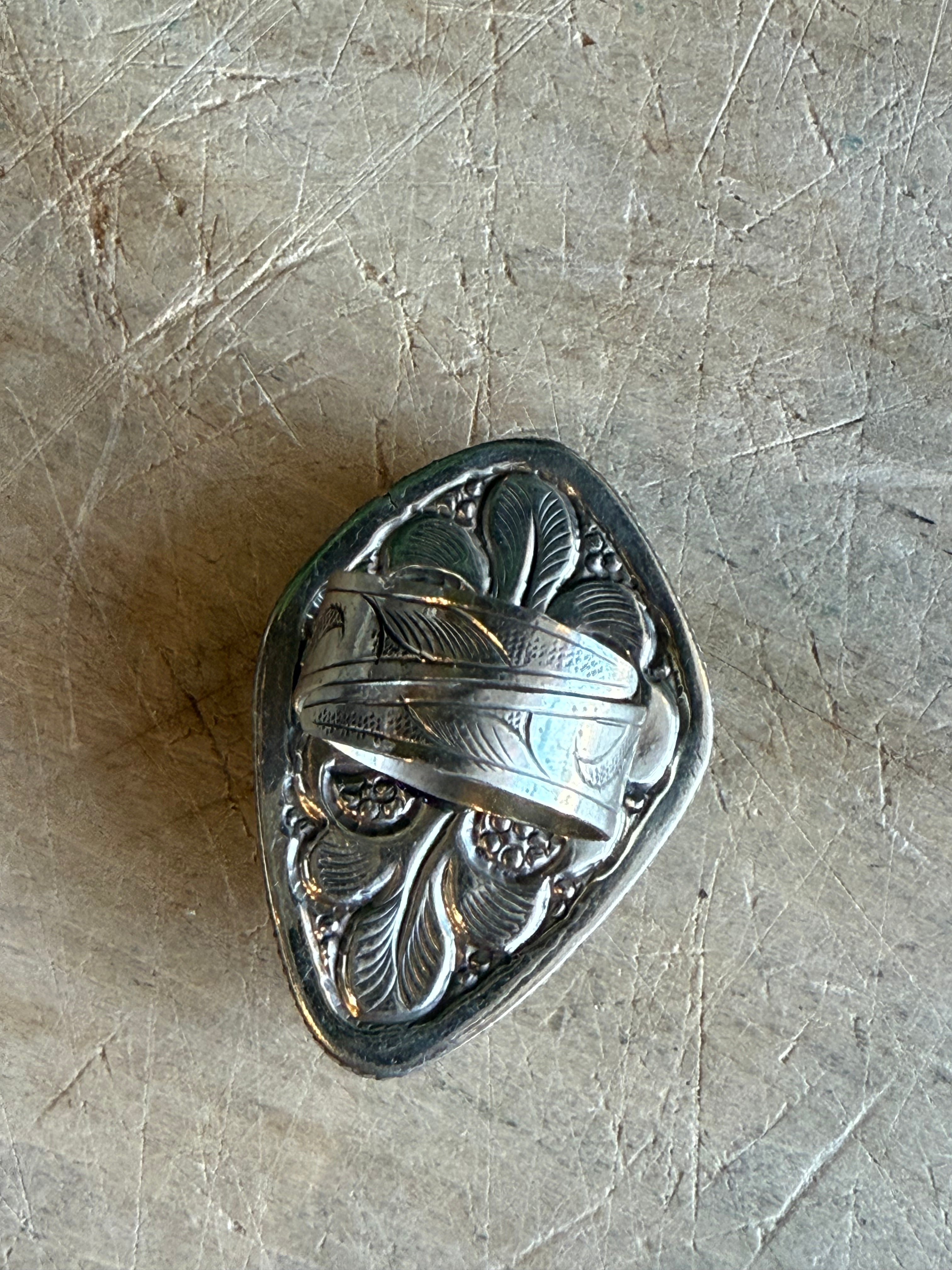 Flaming Heart Bone Ring