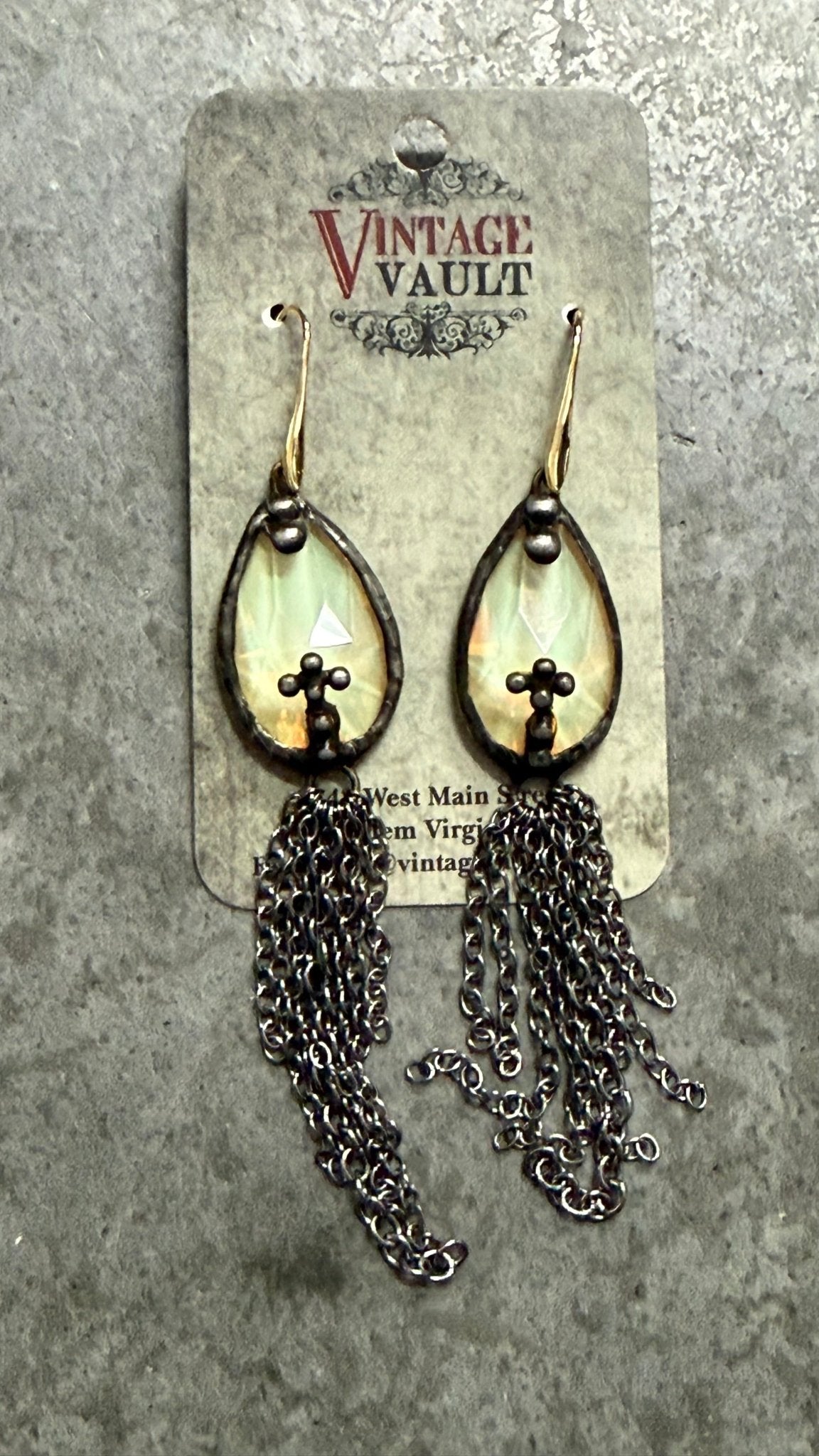 Cross Crystal Chain Earring - Vintage Vault Boutique