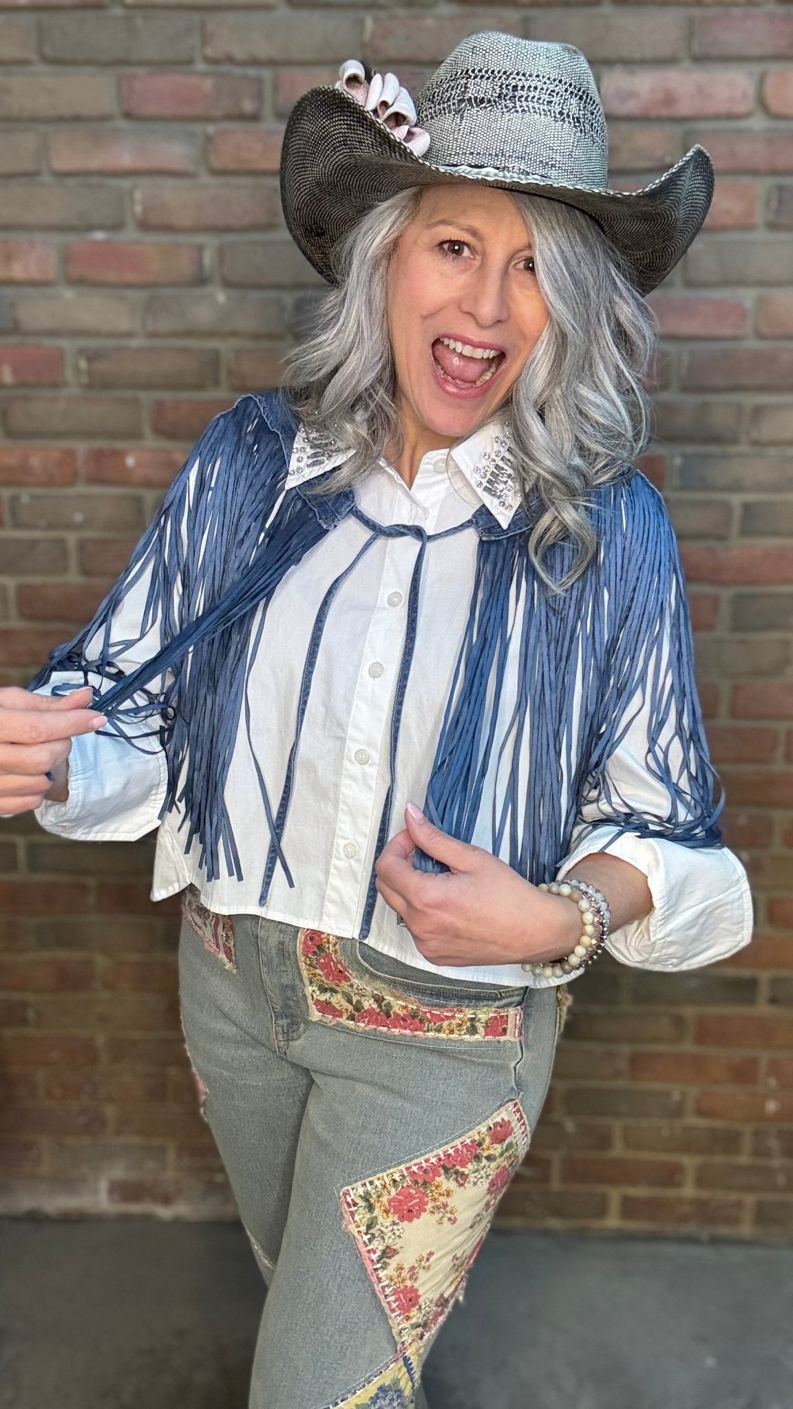 Blue Fringed Collar - Vintage Vault Boutique