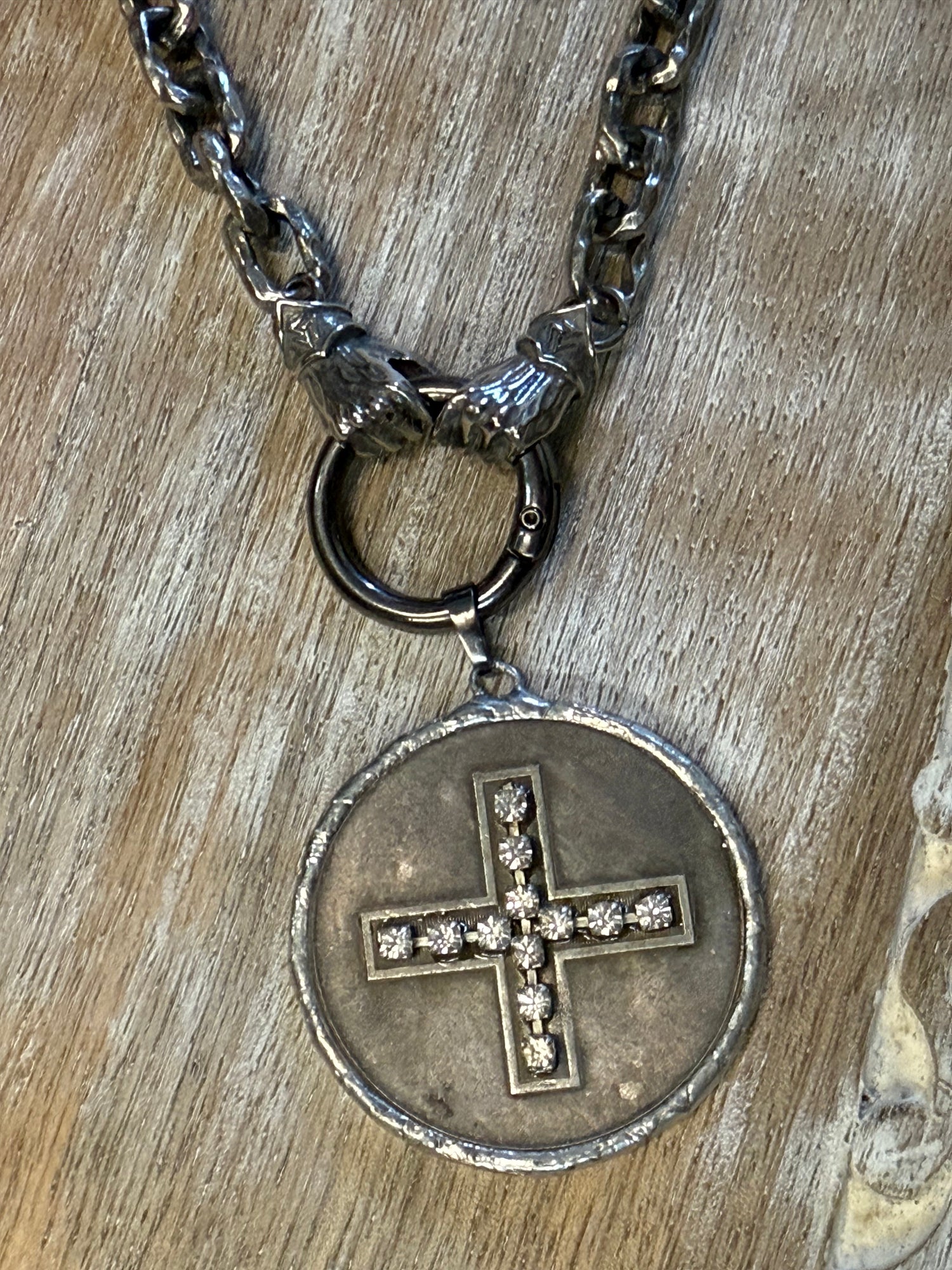 Hands on Cross Coin Necklace
