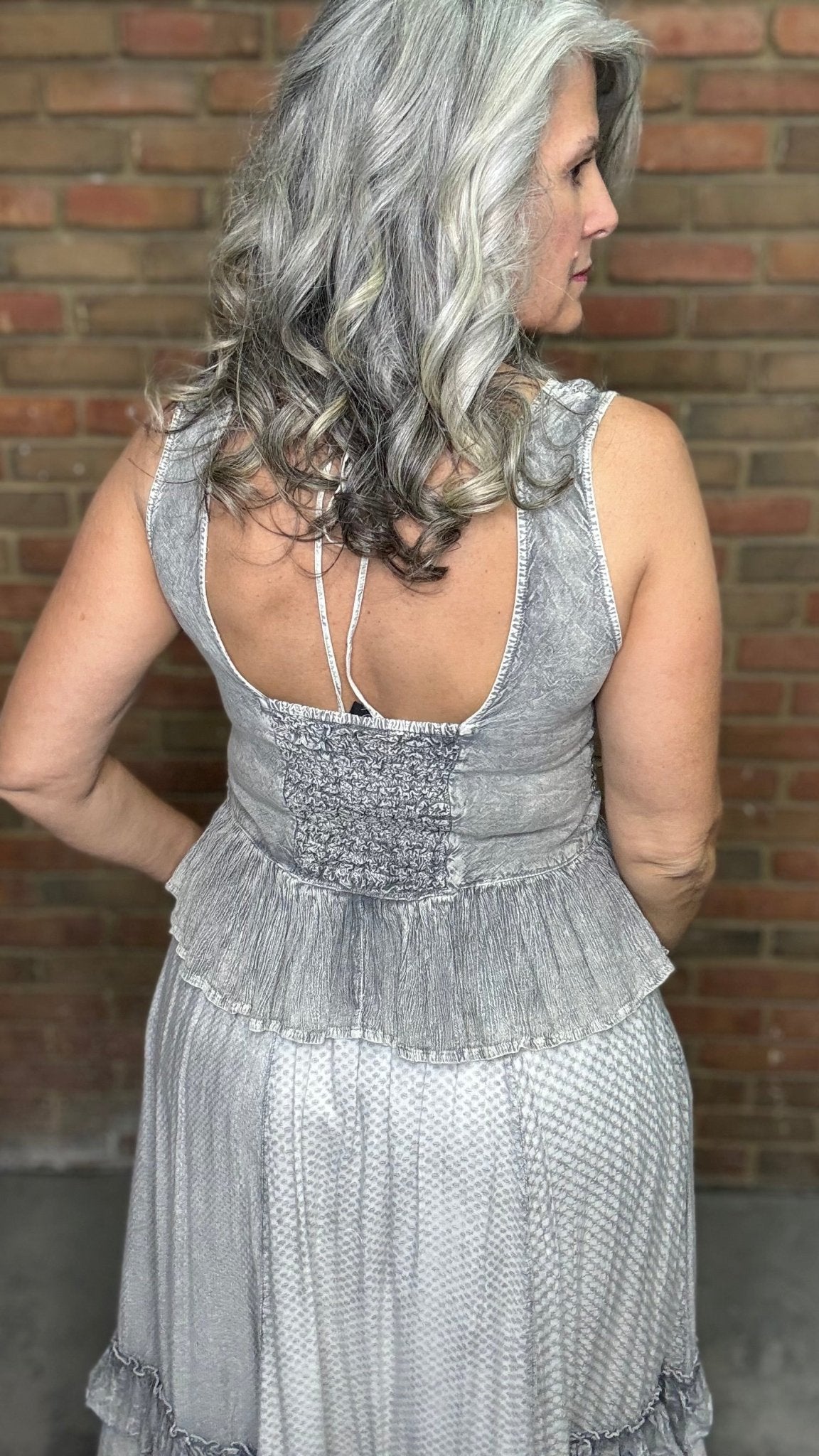 Grey Button Up Tank Top - Vintage Vault Boutique