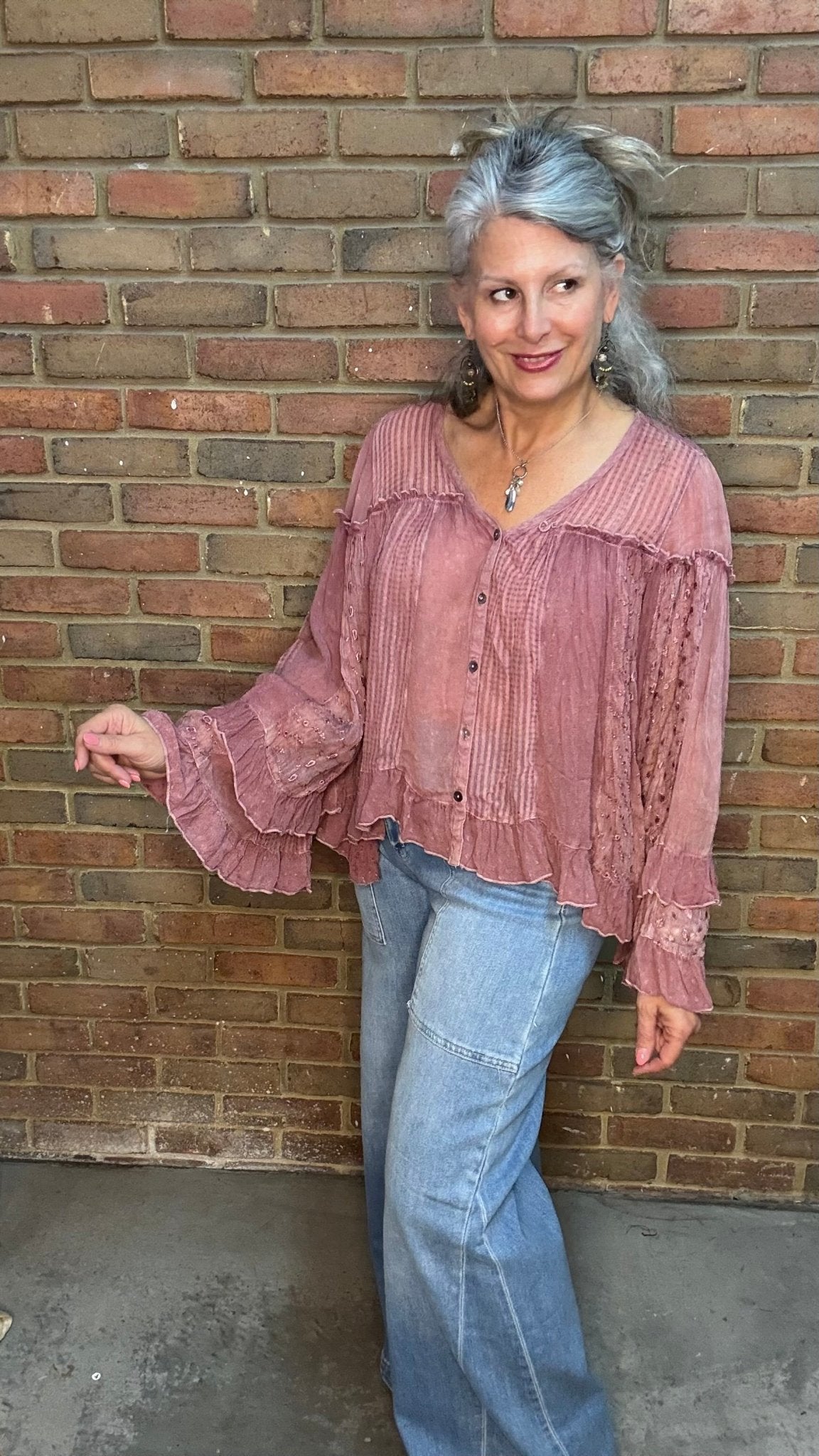 Dreamy V-Neck Ruffled Top - Vintage Vault Boutique