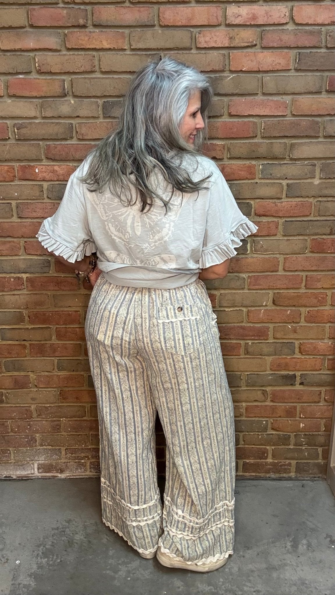 Blue Stripe Wide Leg Pants - Vintage Vault Boutique