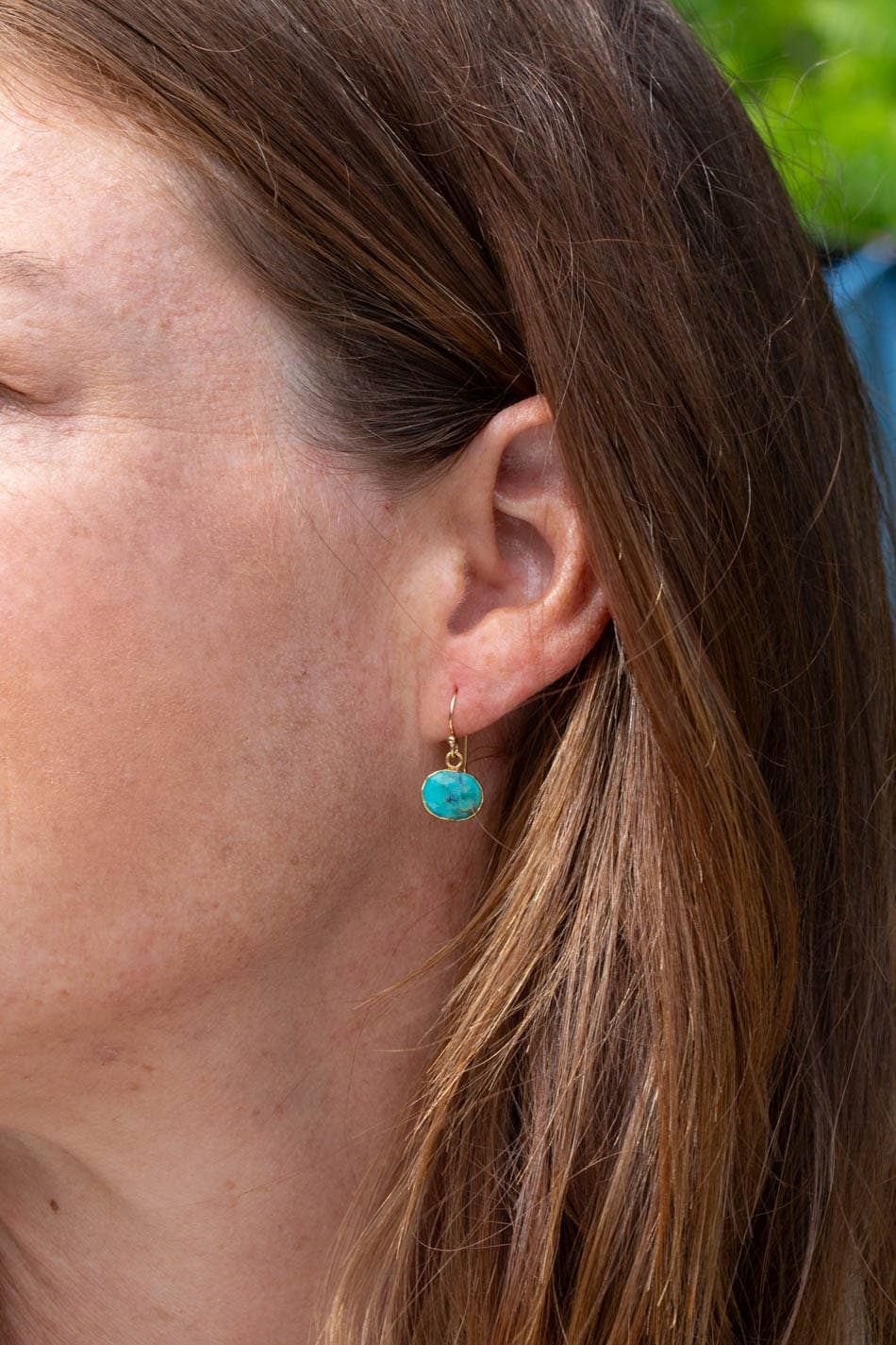 Favorites Oval Turquoise Earrings 023EG - Vintage Vault Boutique