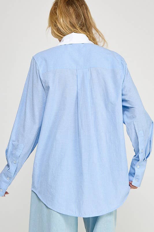 Striped Long Sleeve Shirt  Blue/White