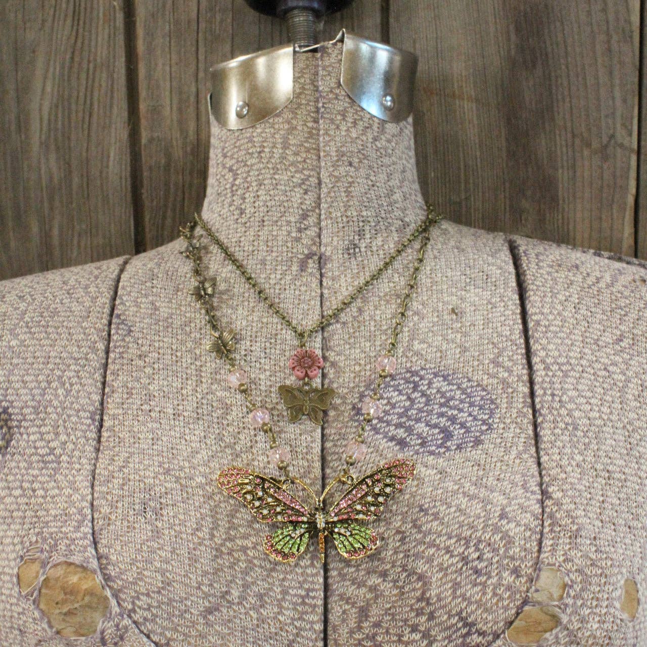 Fly High Butterfly Bling Blushing Layered Necklace