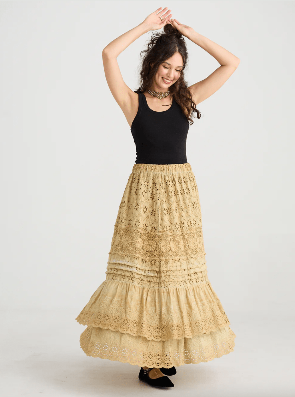 Serendipity Lace Maxi Skirt - Caramel - Vintage Vault Boutique