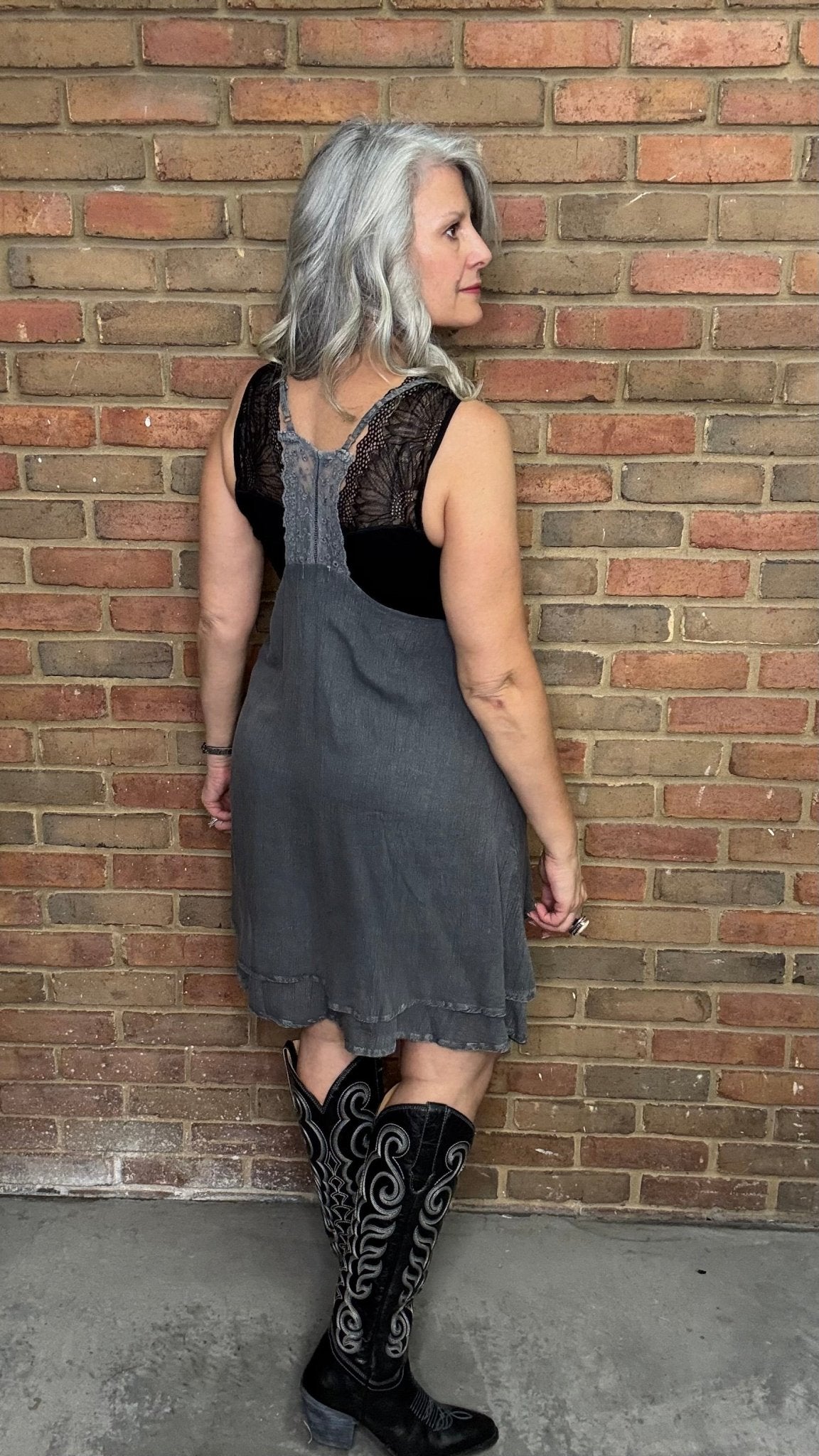 Long Charcoal Tunic Tank - Vintage Vault Boutique