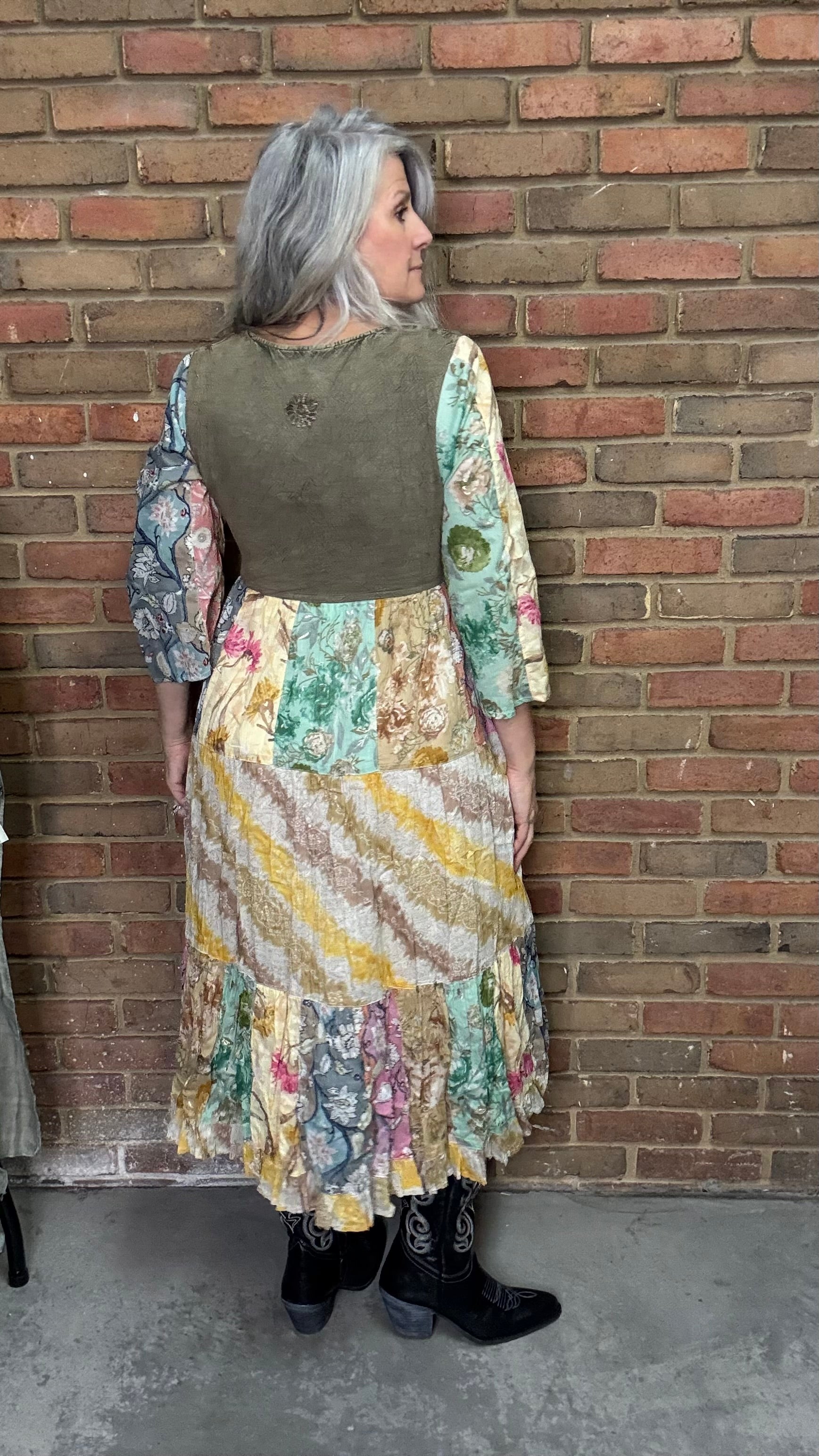 Gravel Rustic Bohemian A-Line Midi Dress