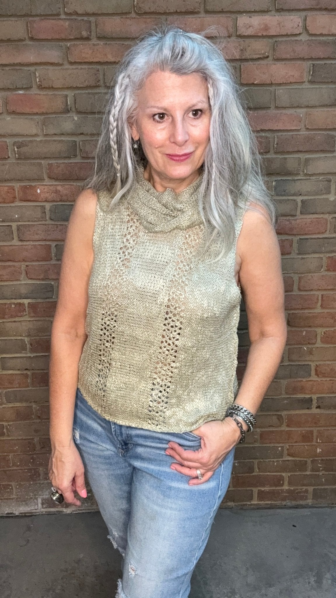 Sage Cowl Neck Sleeveless Sweater - Vintage Vault Boutique