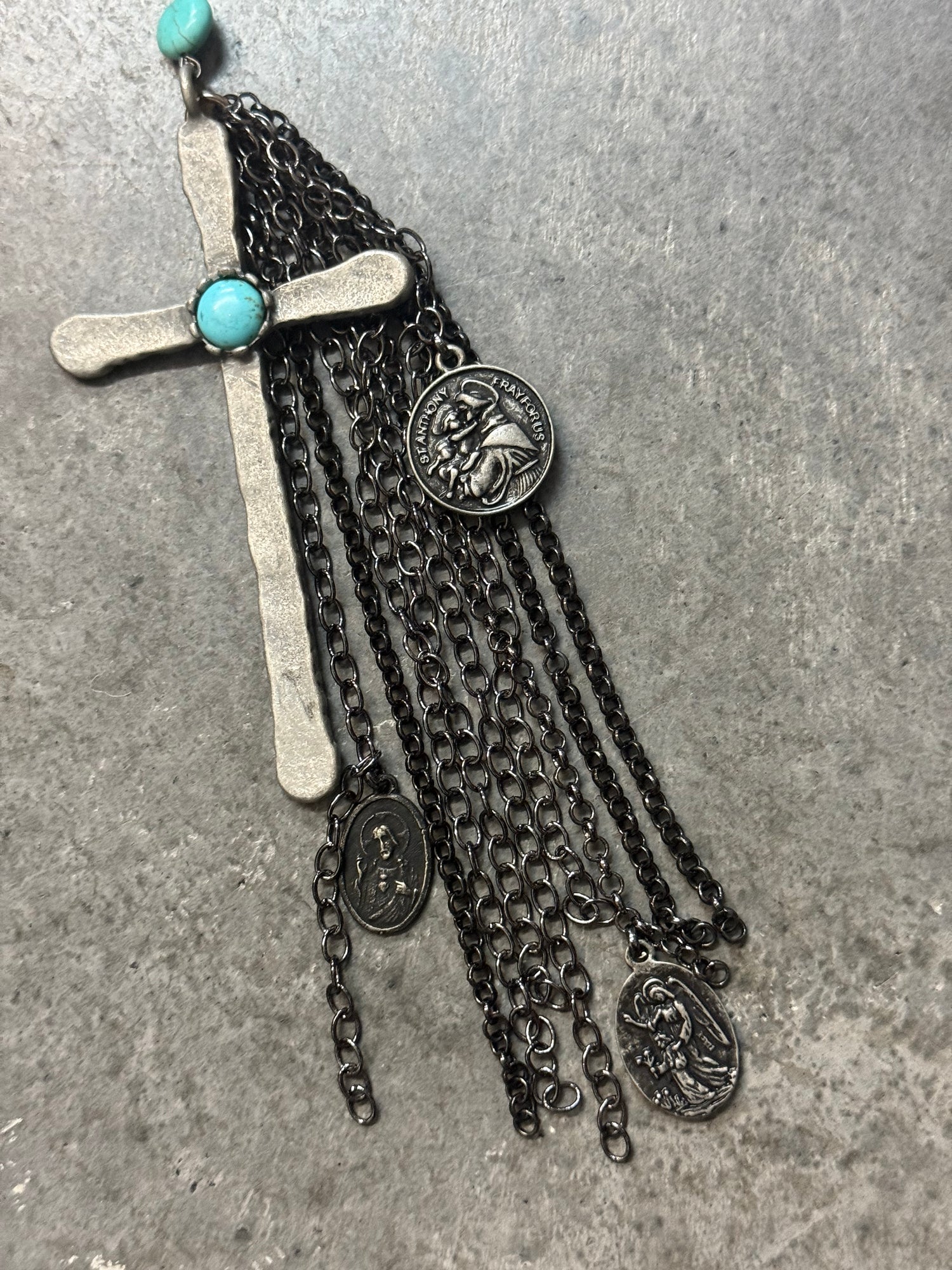 Iron Cross Tassel Necklace