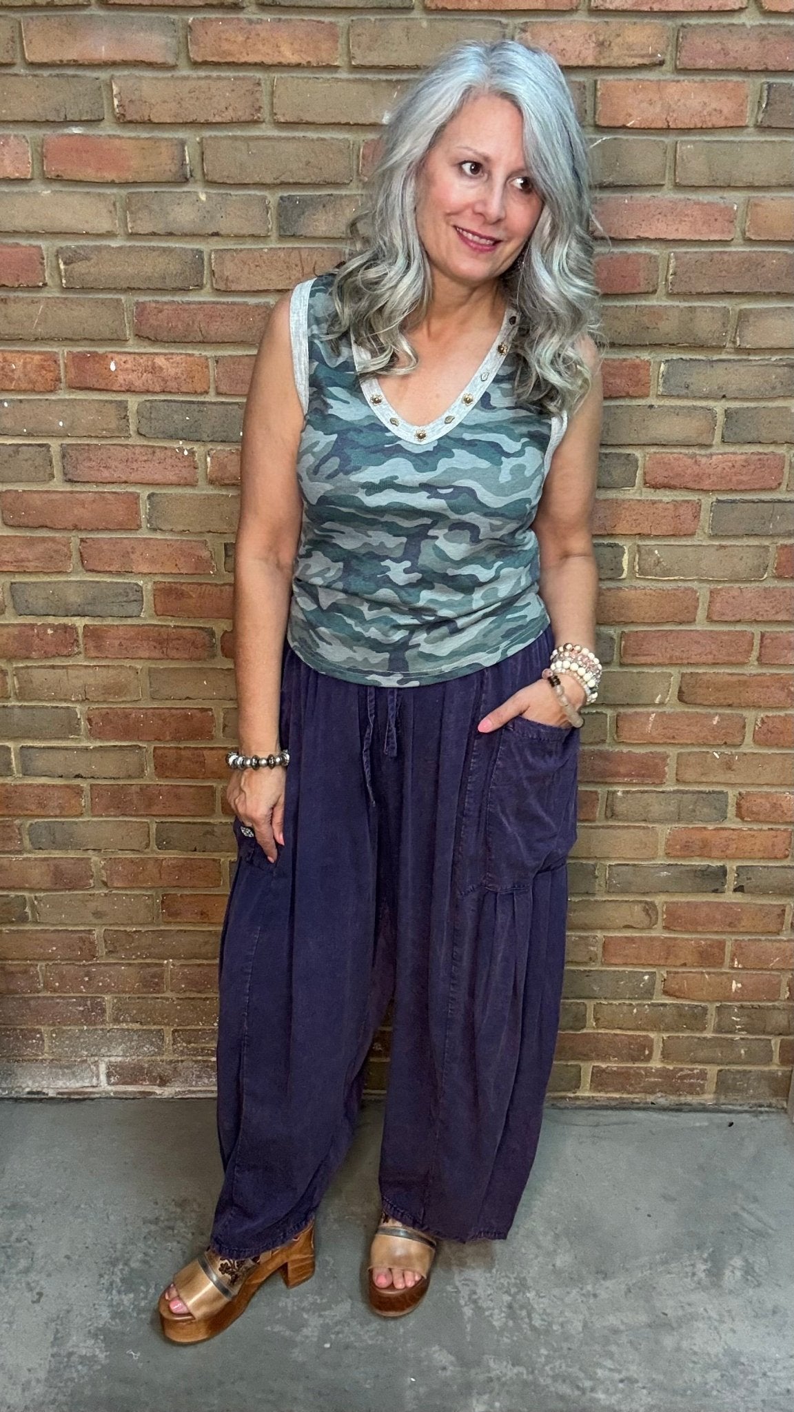 Camo V-Neck Tank Top - Vintage Vault Boutique