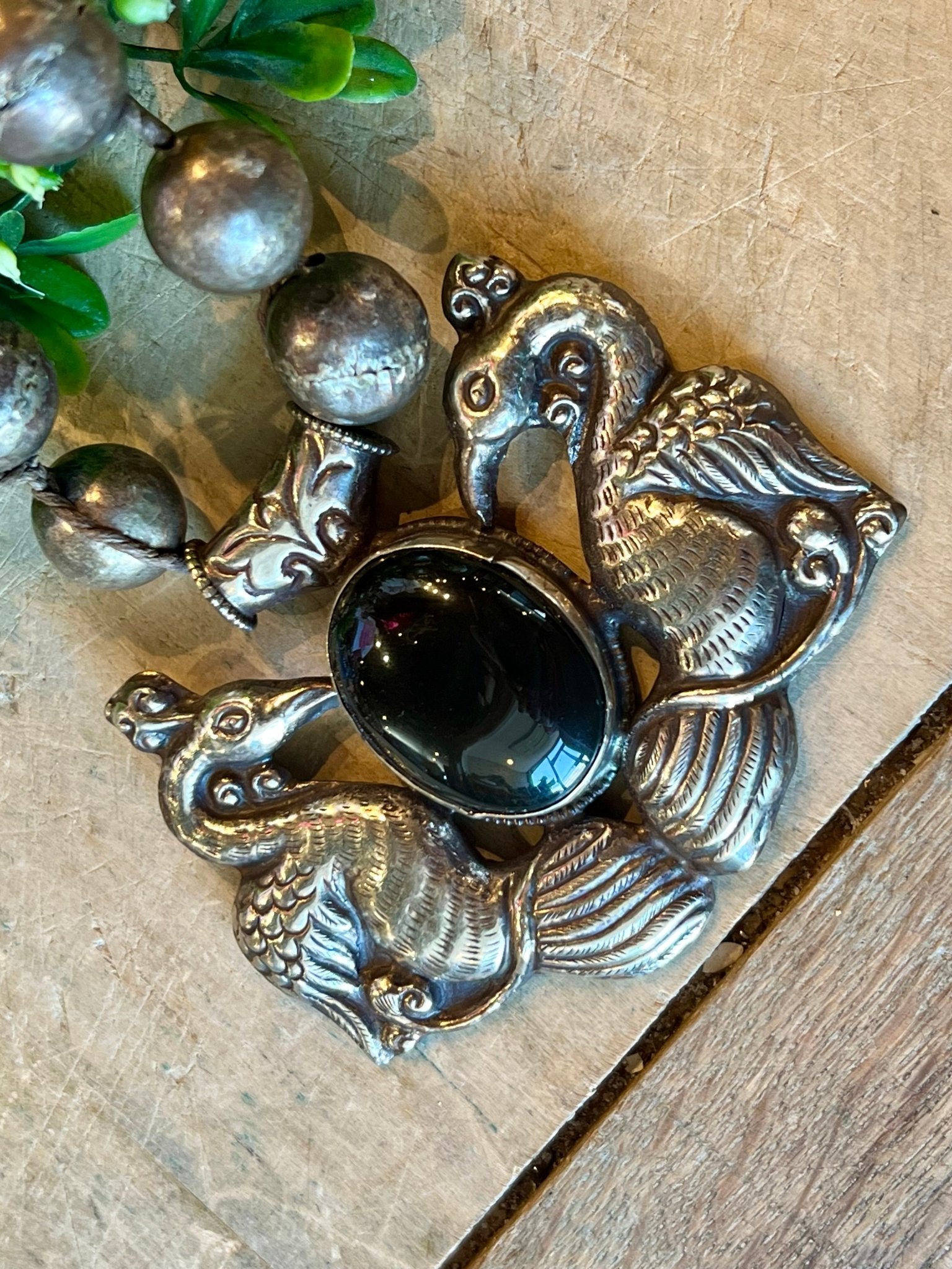 Onyx Peacock Necklace - Vintage Vault Boutique