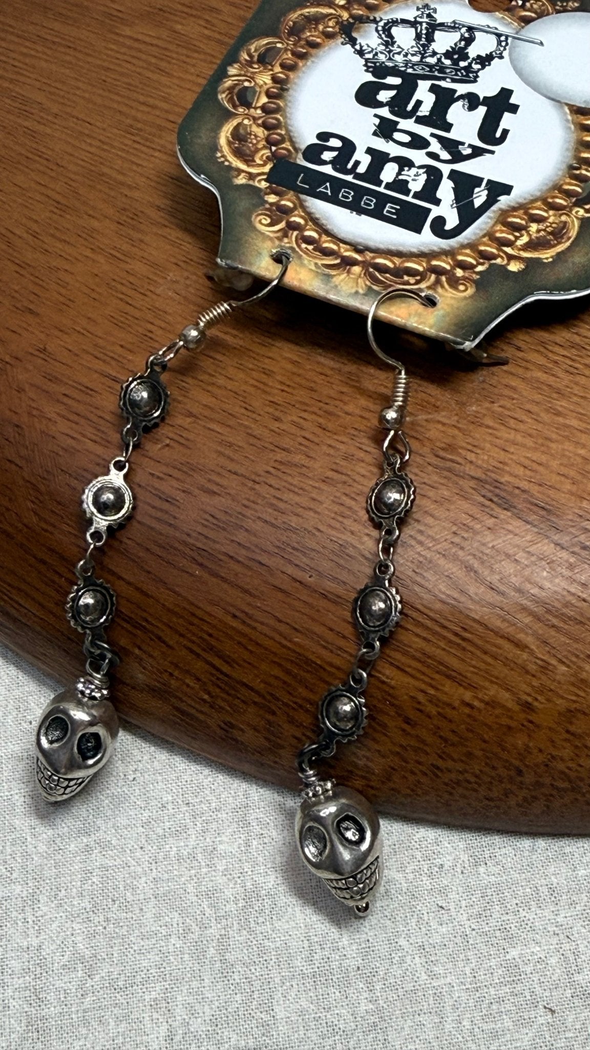 Silver Skully Earrings - Vintage Vault Boutique
