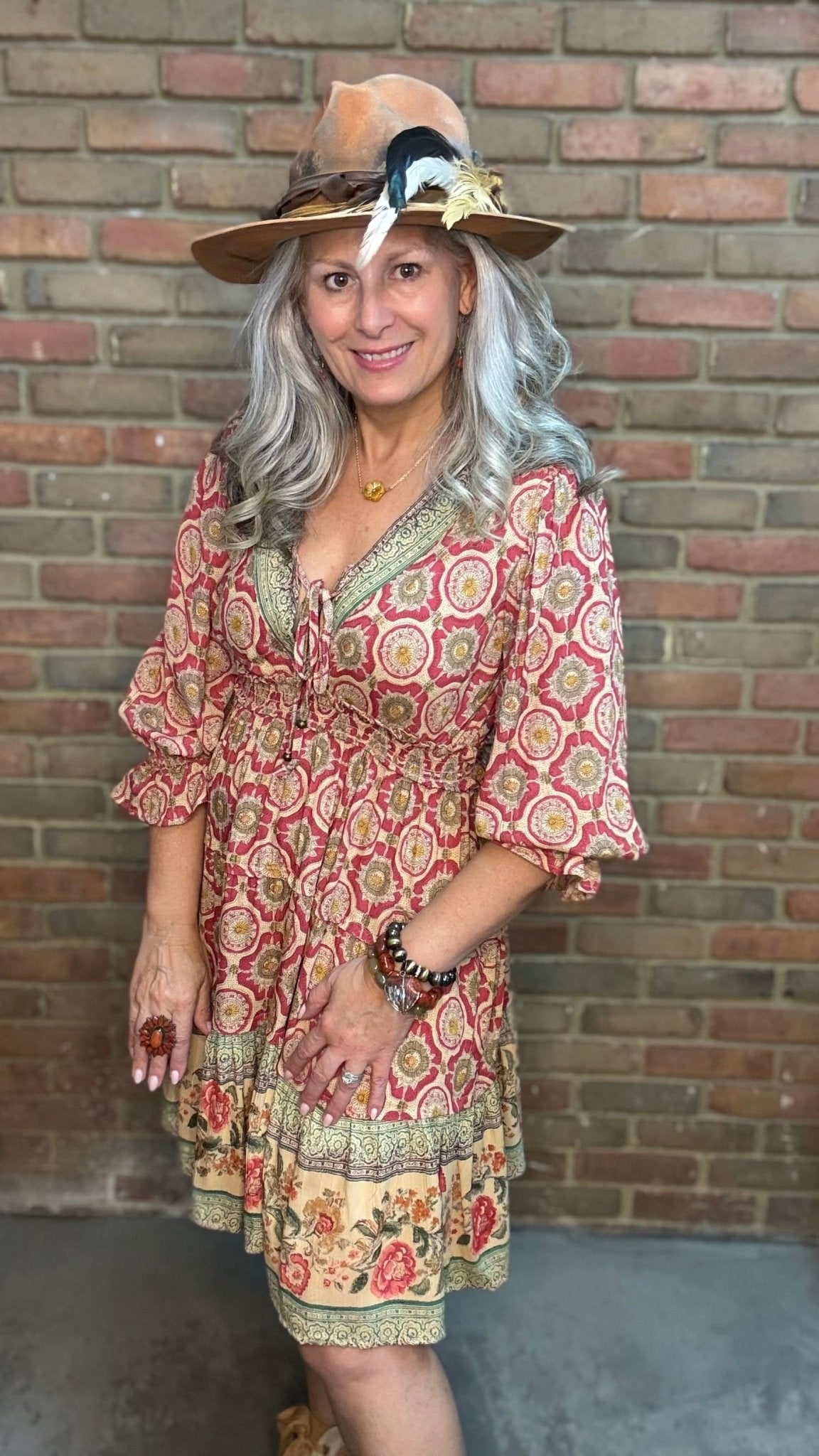 V-Neck With Tassels Tiered Dress - Vintage Vault Boutique