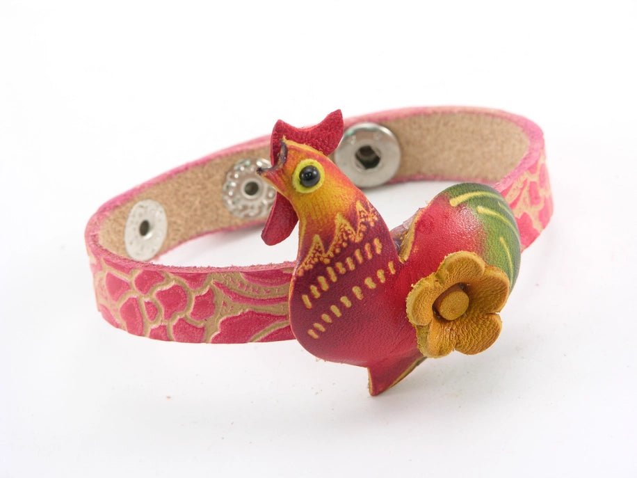 Leather Rooster Bracelet 310 - Vintage Vault Boutique