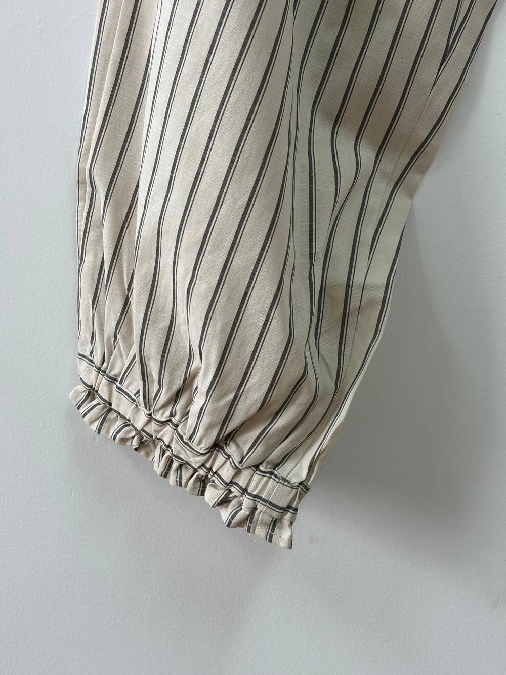 Cotton-Linen Striped Lantern Pants