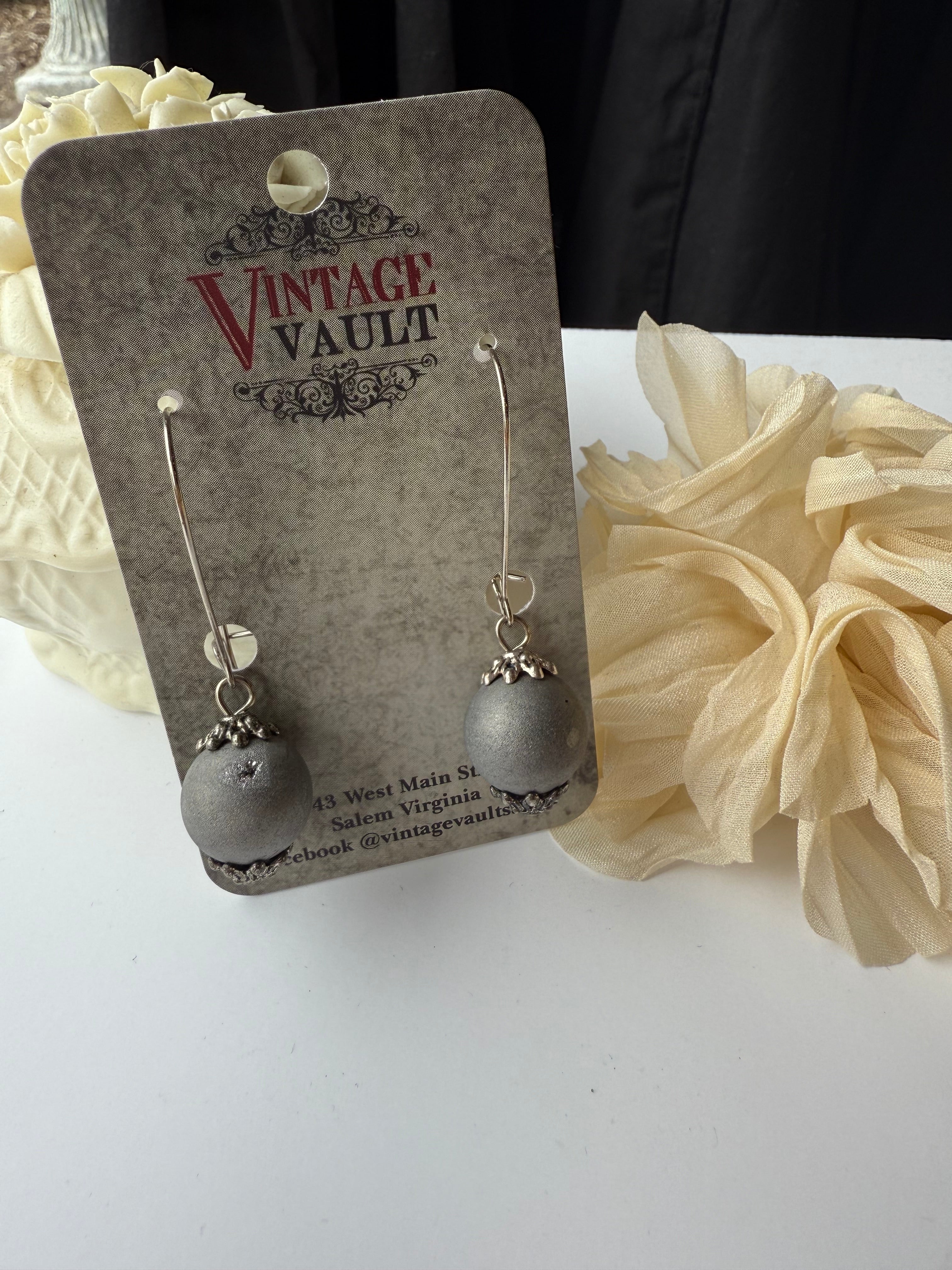 Silver Druzy Agate Drop Earring