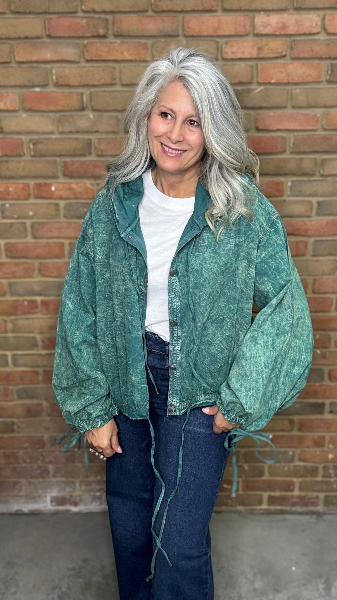 Teal Hoodie Wind Jacket - Vintage Vault Boutique
