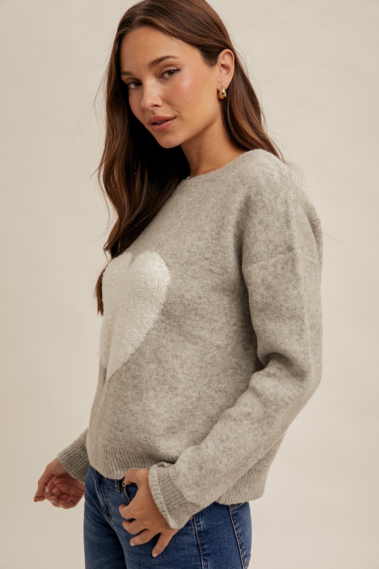 Heart Boat Neck Sweater L