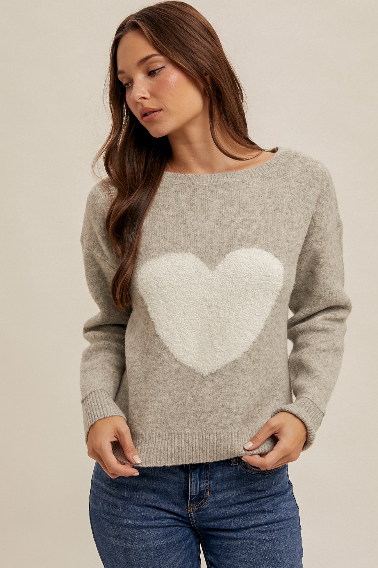 Heart Boat Neck Sweater L