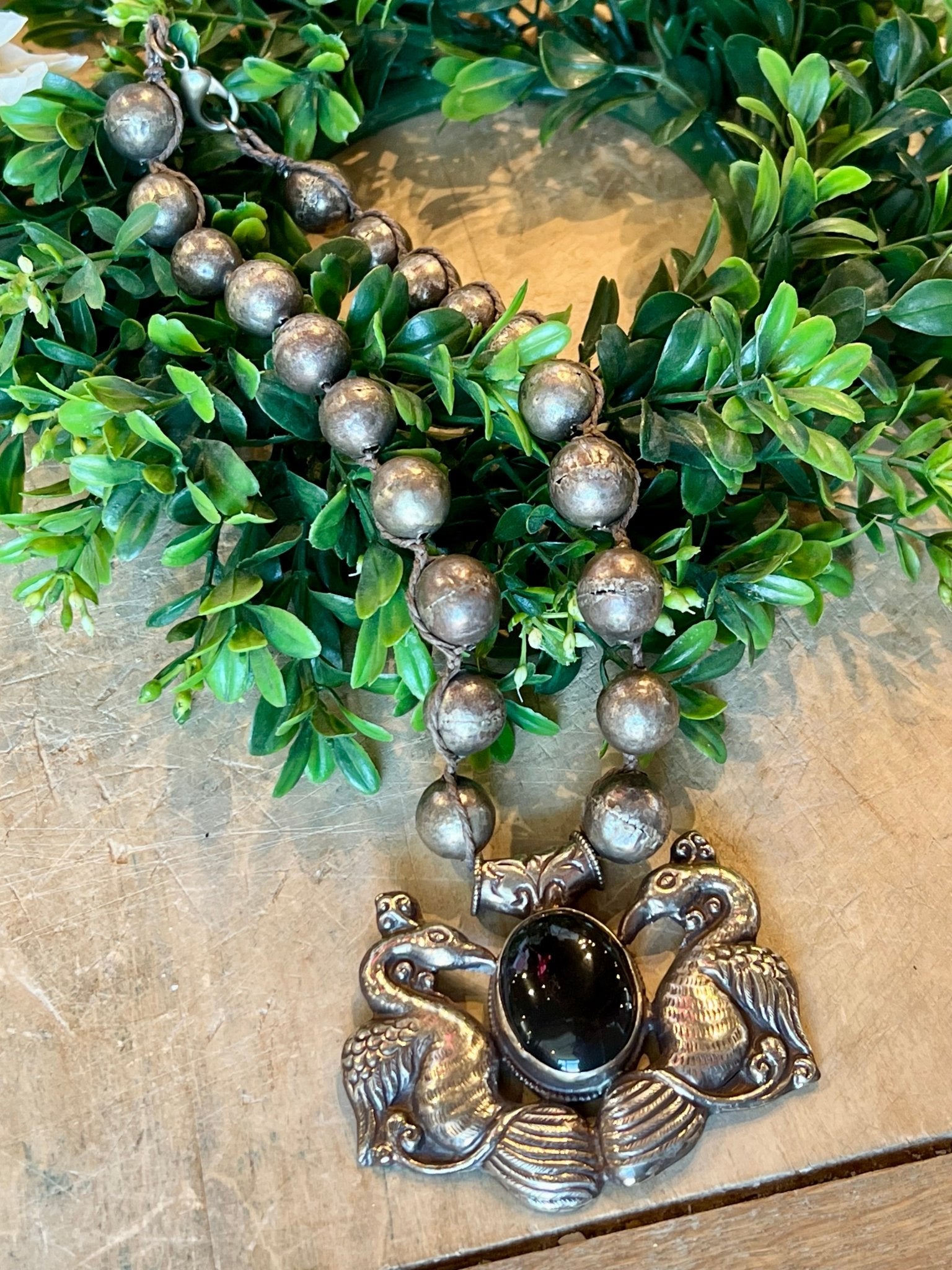 Onyx Peacock Necklace - Vintage Vault Boutique