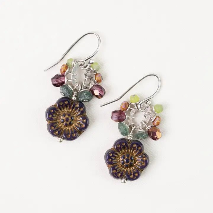 Water Lily Cluster Earrings E020 - Vintage Vault Boutique