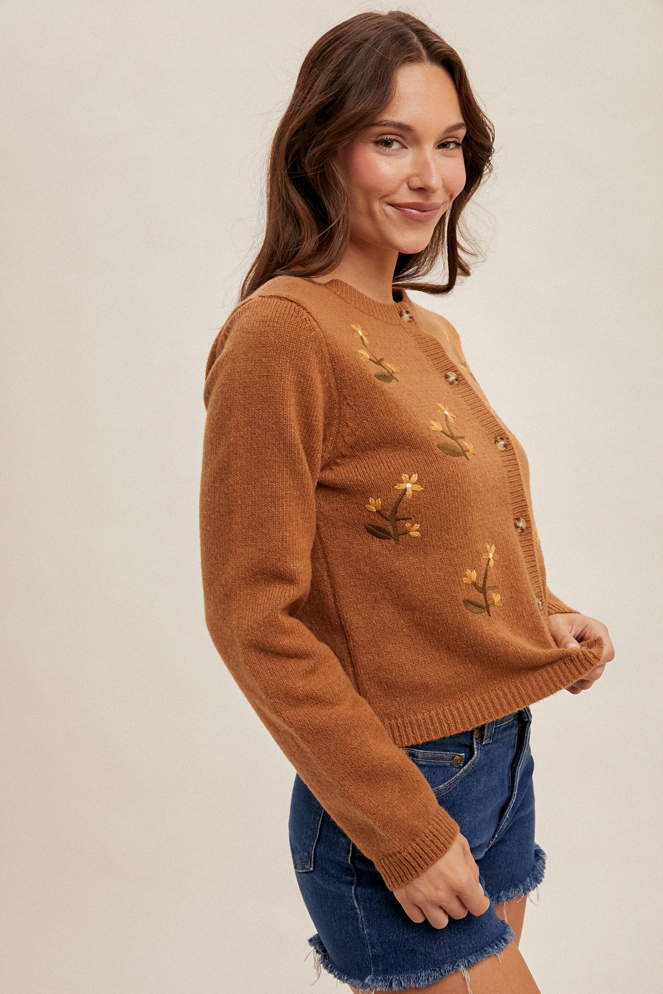 Floral Embroidery Sweater Cardigan