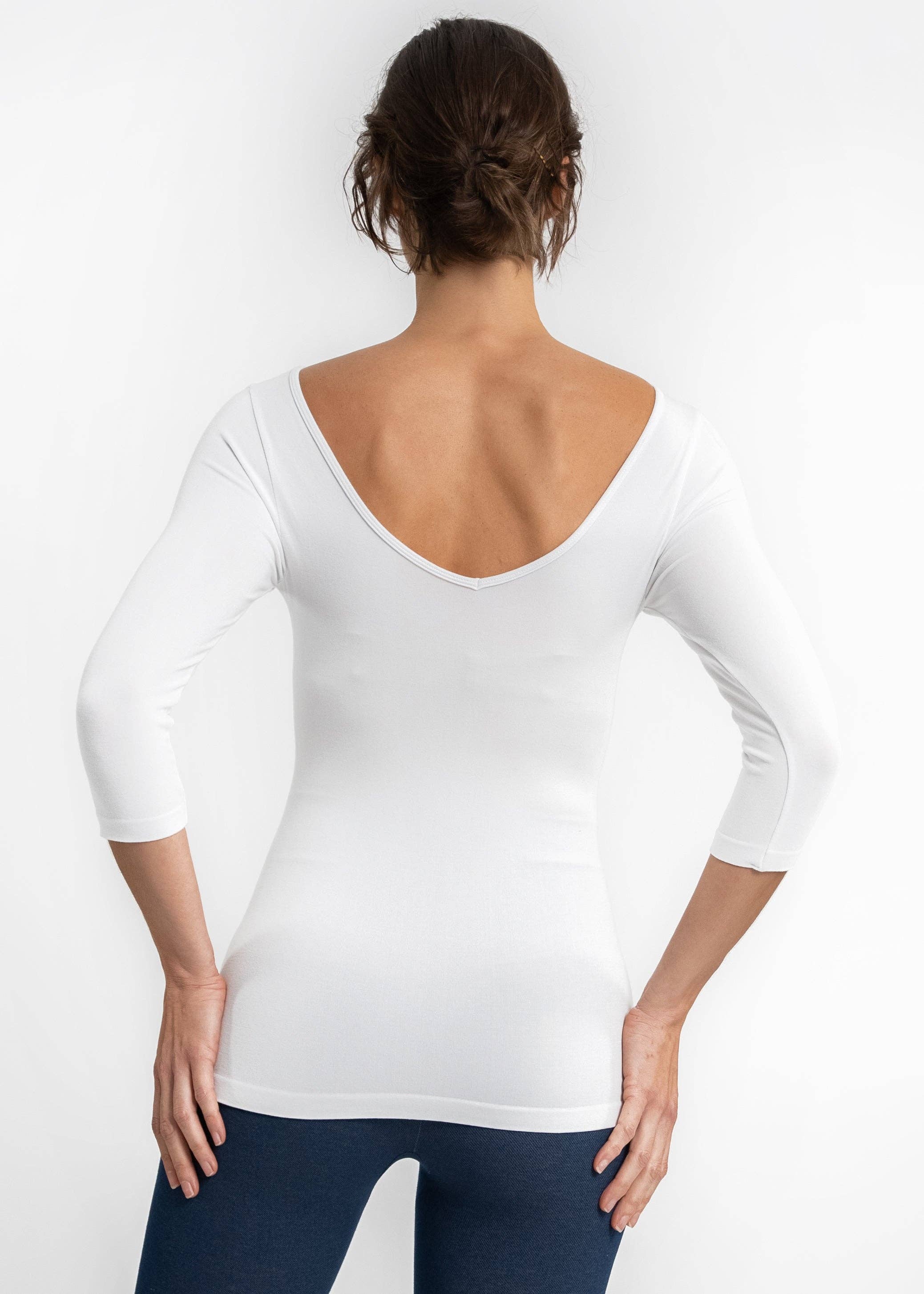 Three Quarter Sleeve V-Neck Top