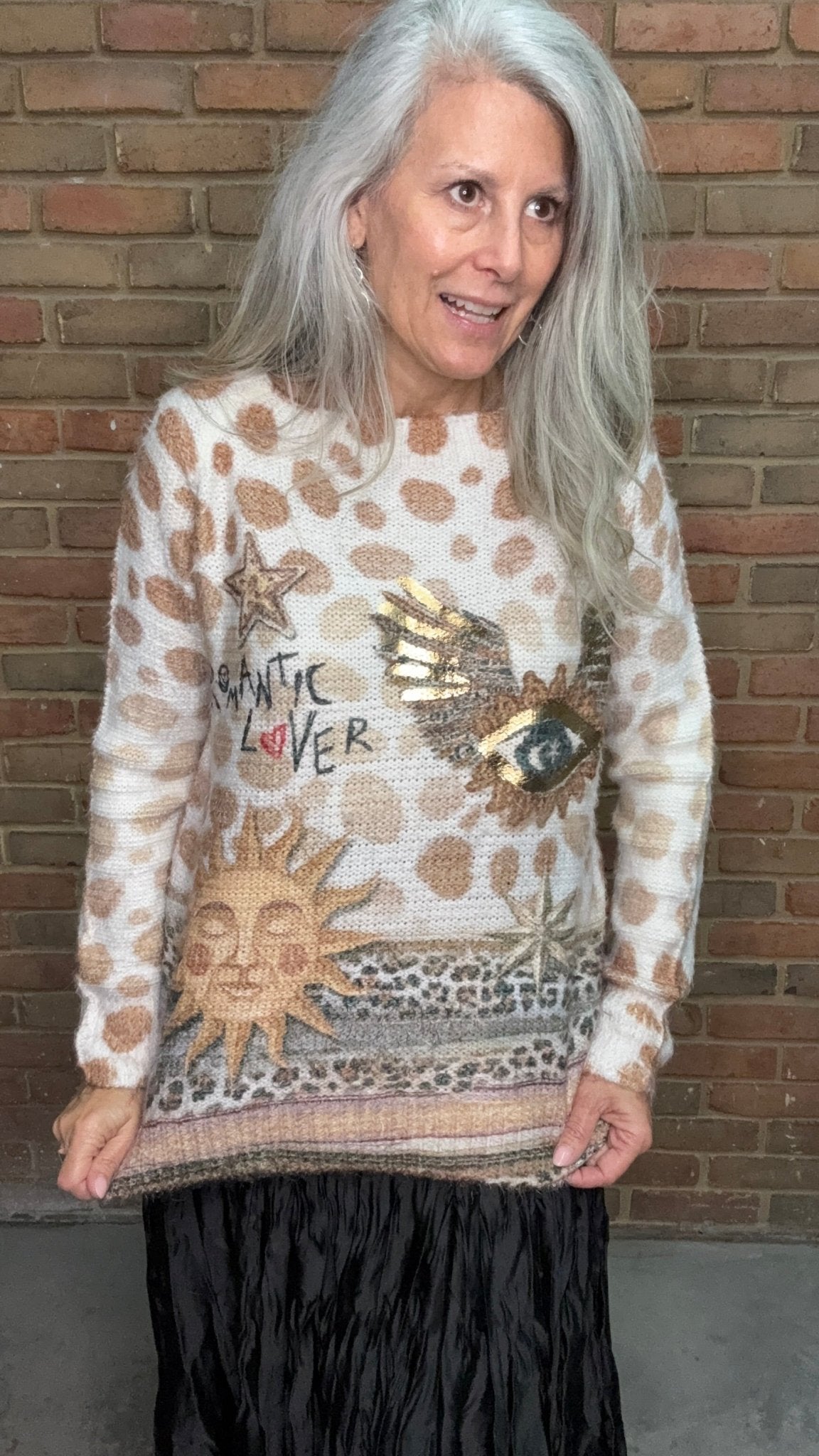 Romantic Lover Print Sweater - Vintage Vault Boutique