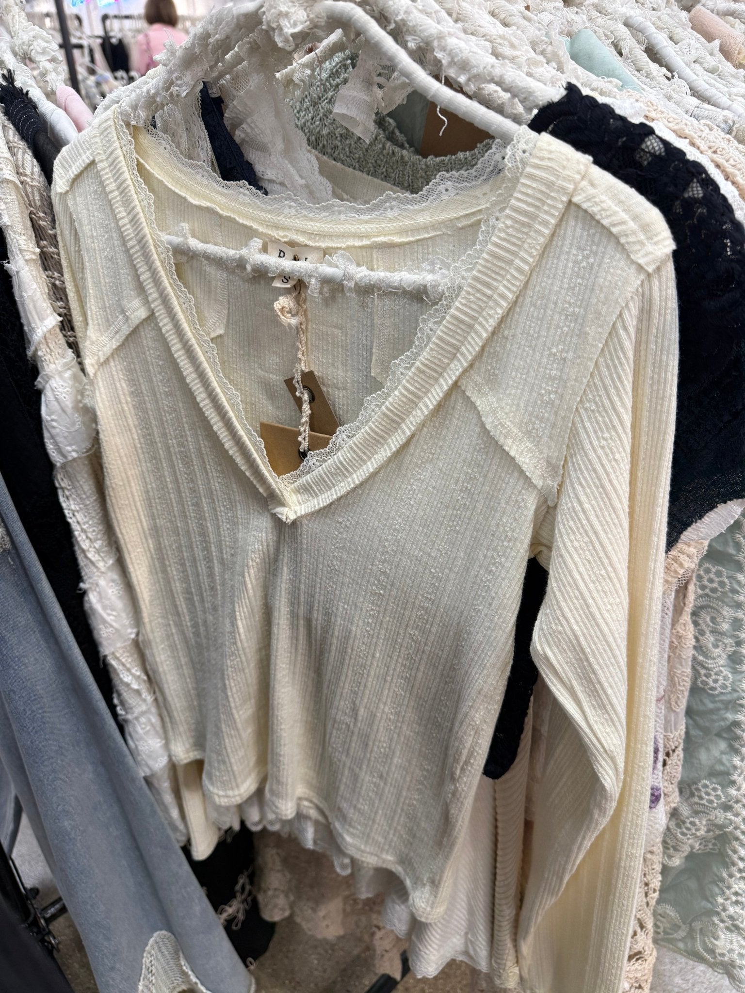 V - Neck Long Sleeve Basic Top - Vintage Vault Boutique