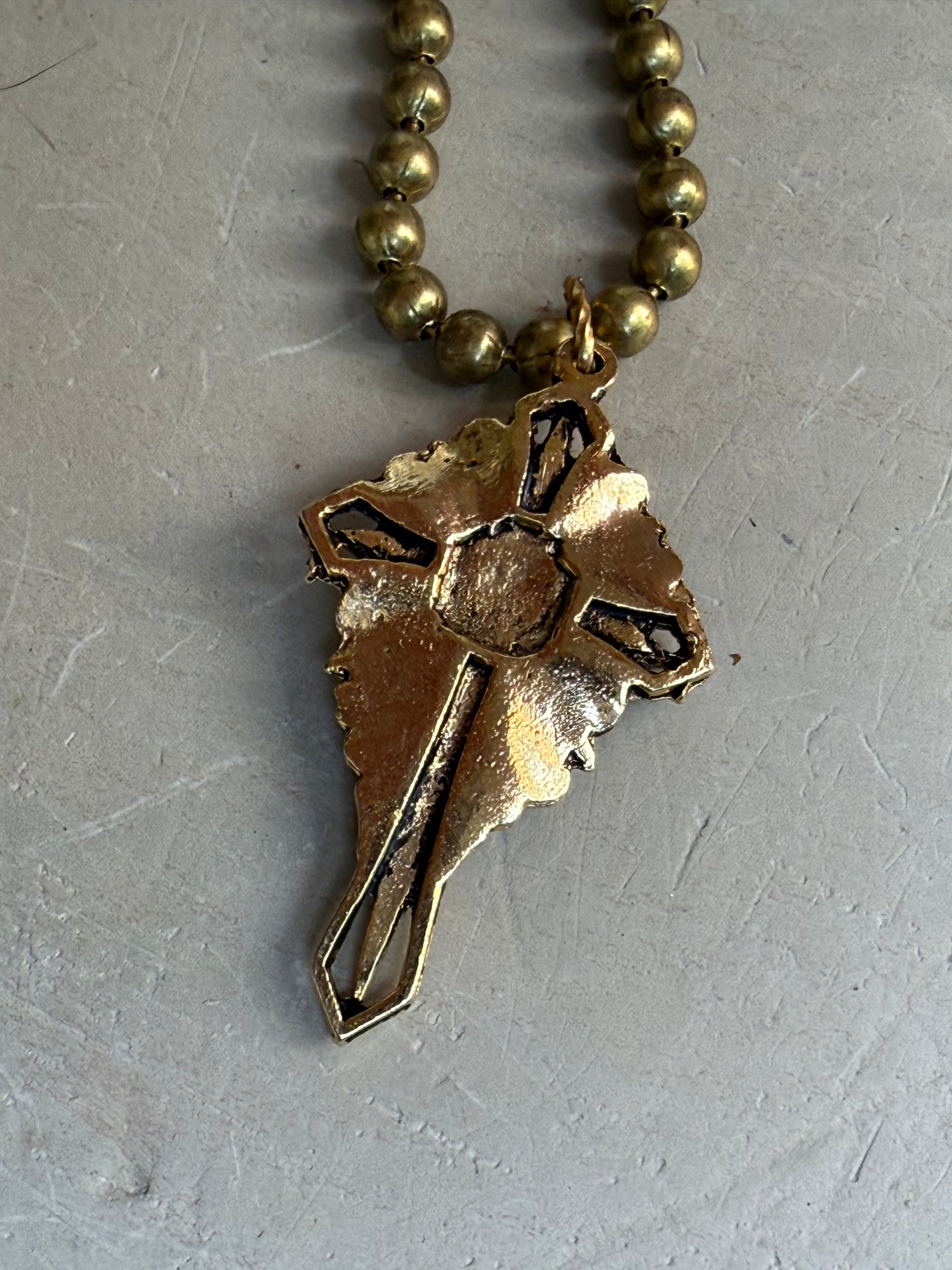 EKD Gold Pearl & Crystal Cross Necklace