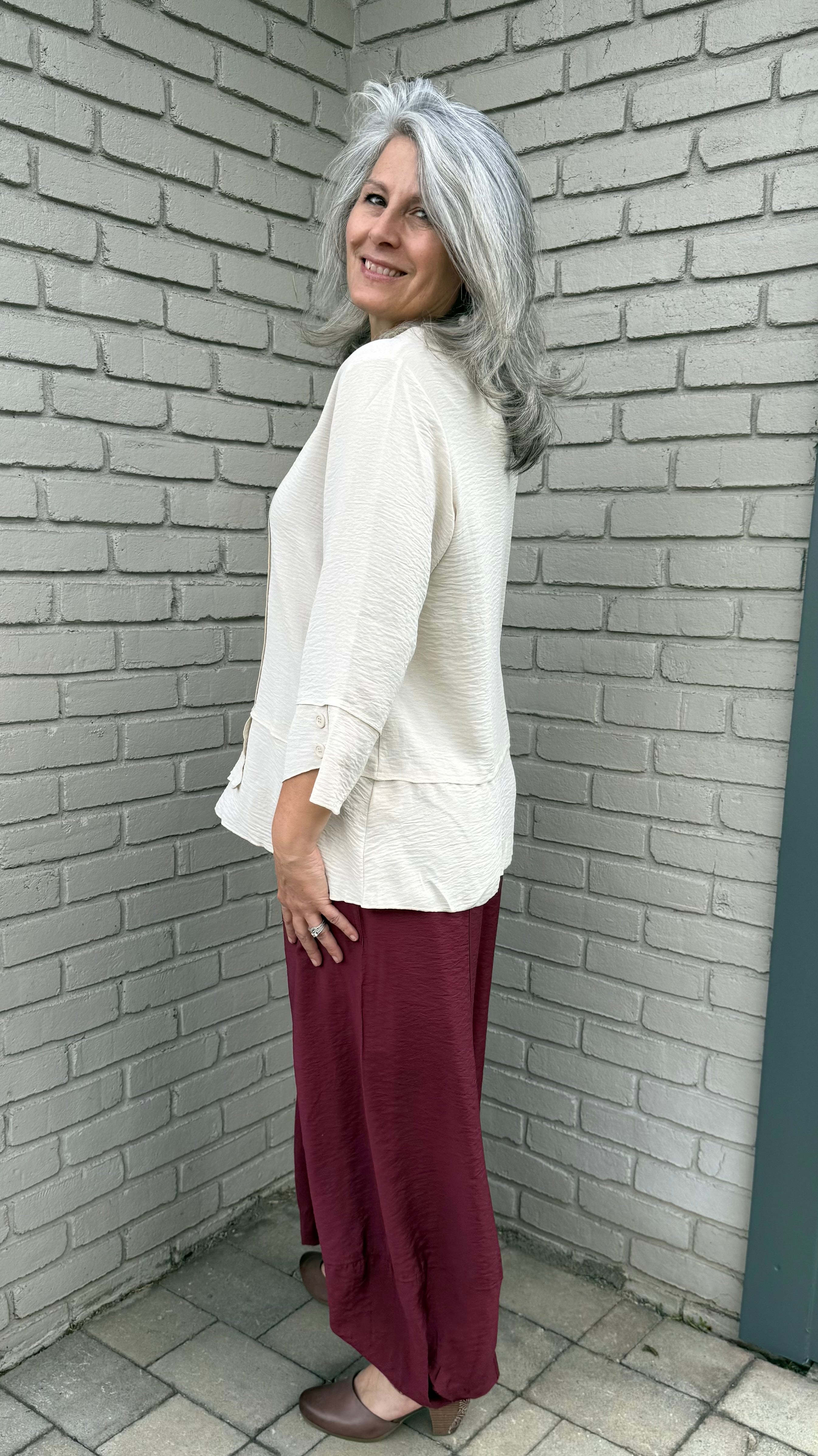 Cream Airflow Button Detail Tunic