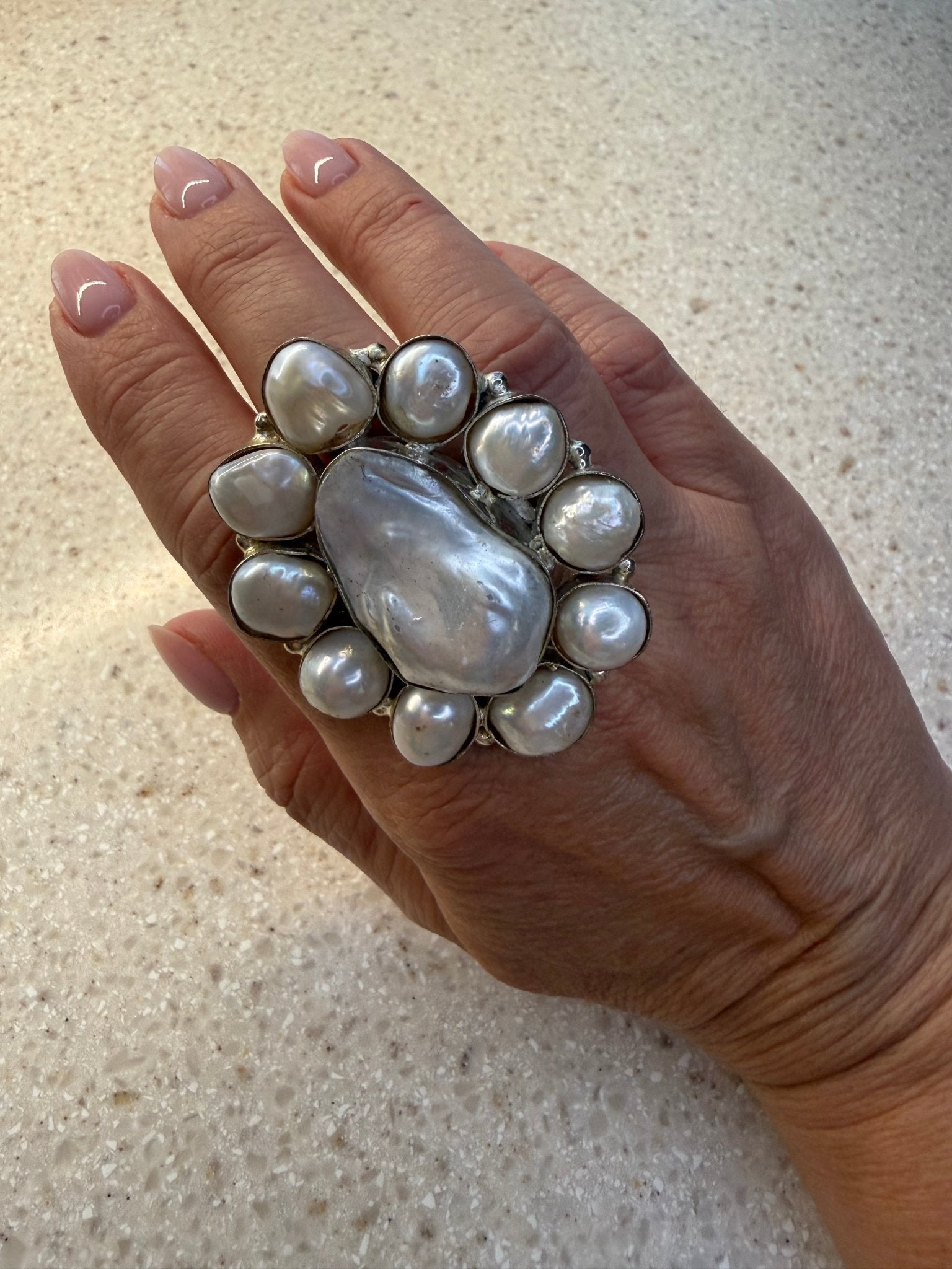 Large Pearl Cluster Ring - Vintage Vault Boutique