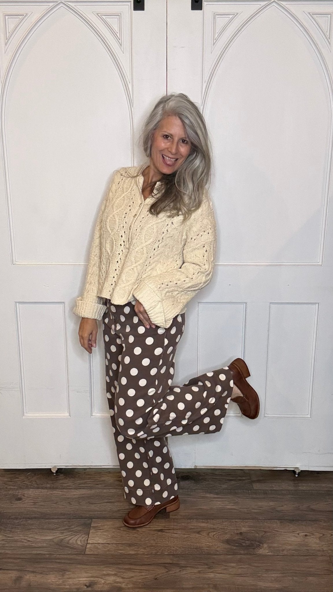 Polka Dot Straight Leg Jean - Vintage Vault Boutique