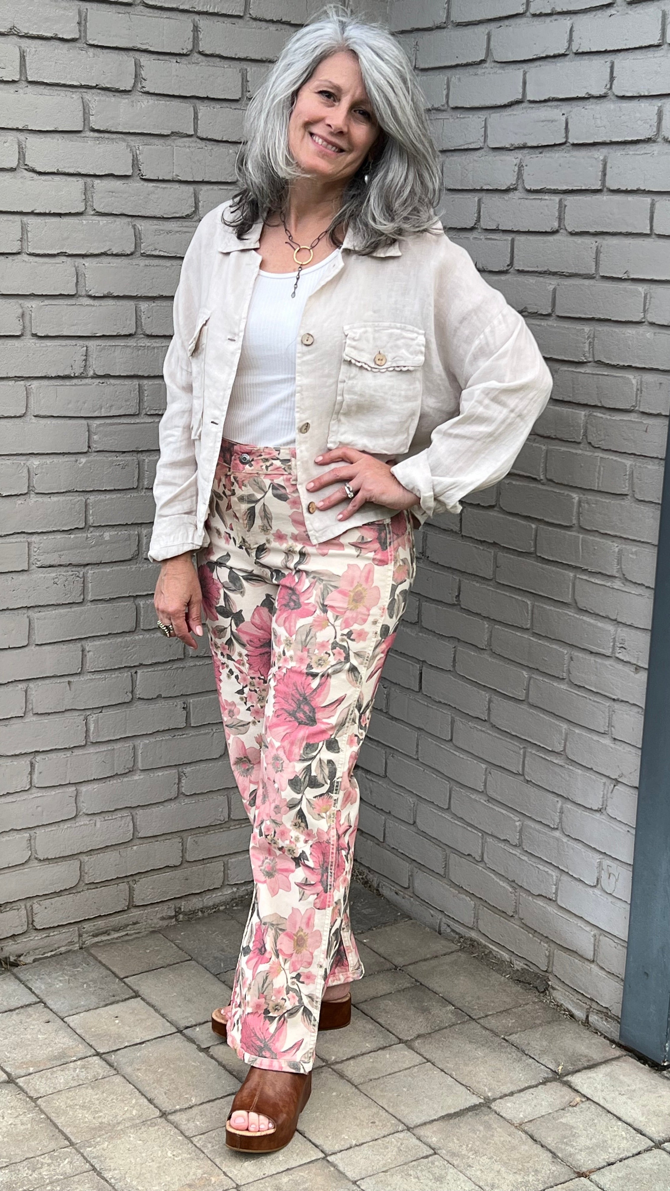 Crop Linen Beige Jacket
