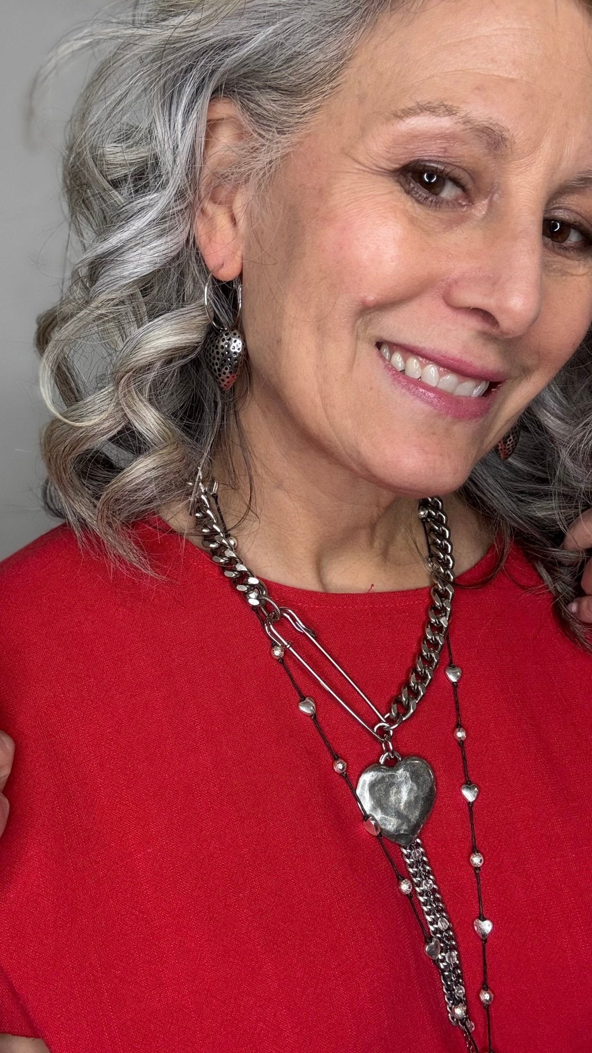 Silver Dimpled Heart Earring - Vintage Vault Boutique