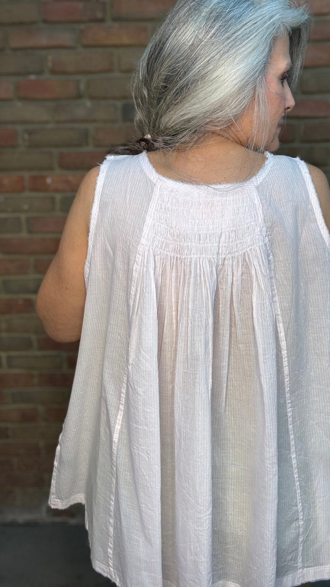 Pink Pin Stripe Pleated Blouse - Vintage Vault Boutique