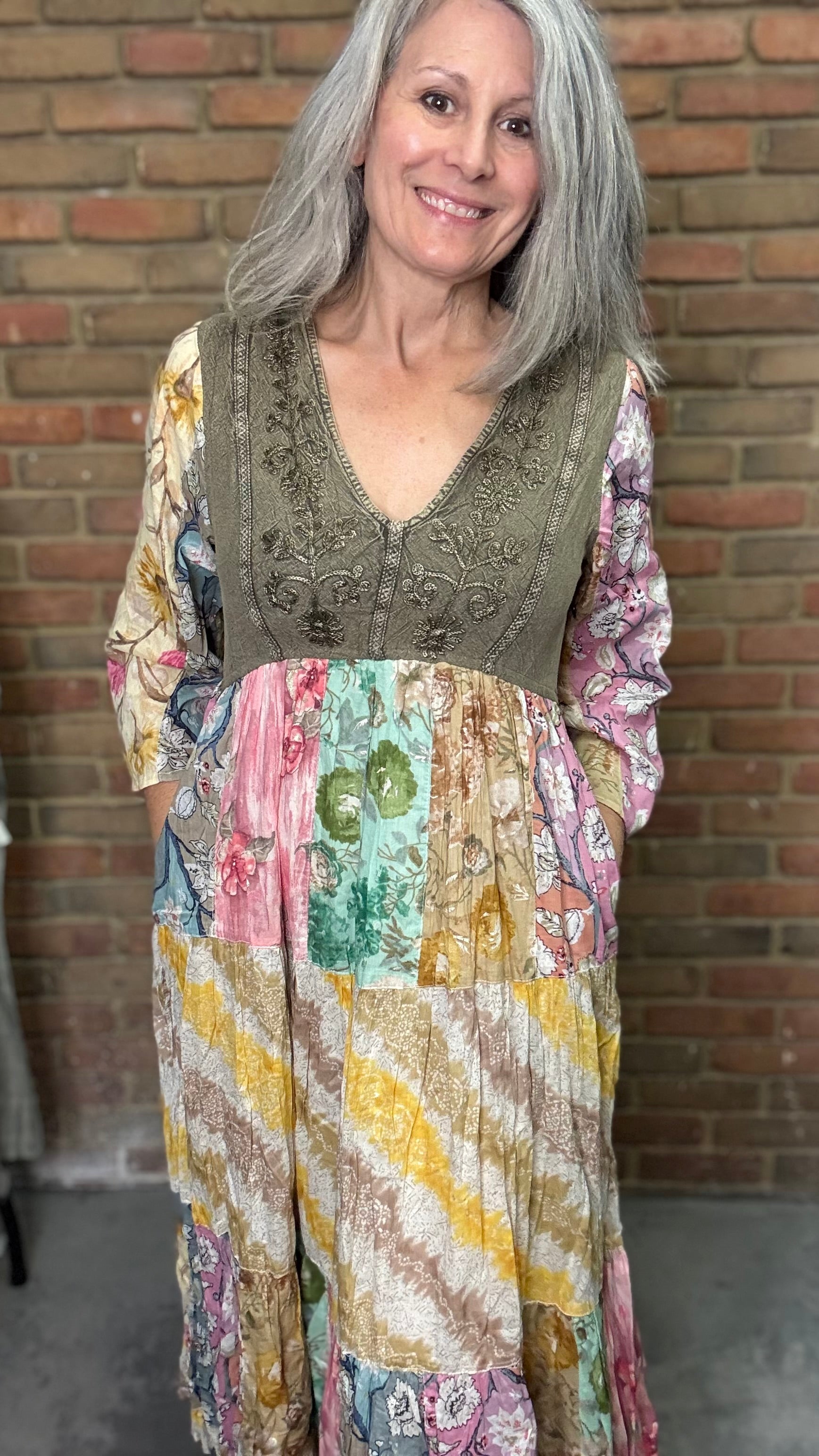 Gravel Rustic Bohemian A-Line Midi Dress