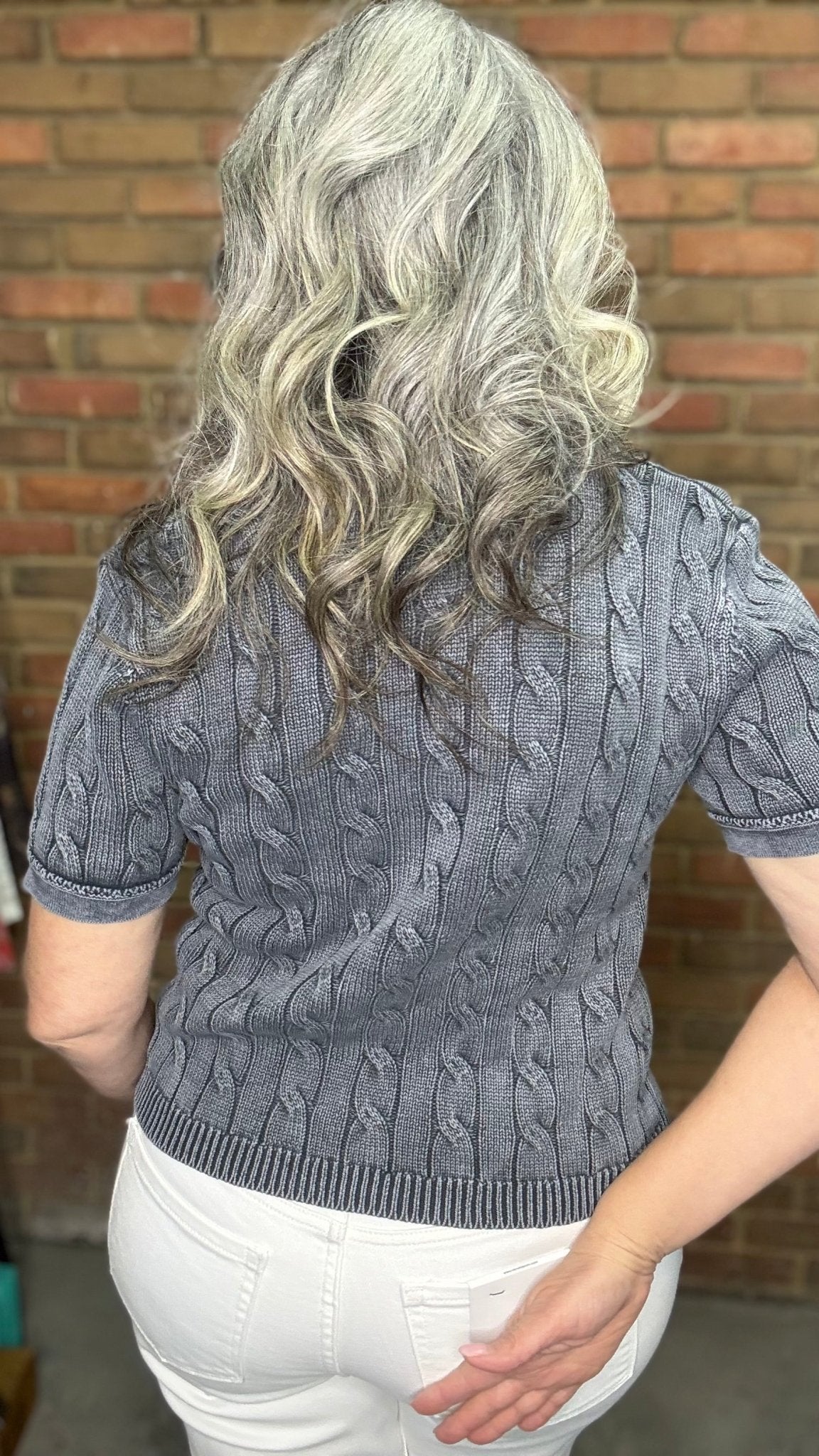 Ink Collared Short Sleeve Sweater - Vintage Vault Boutique