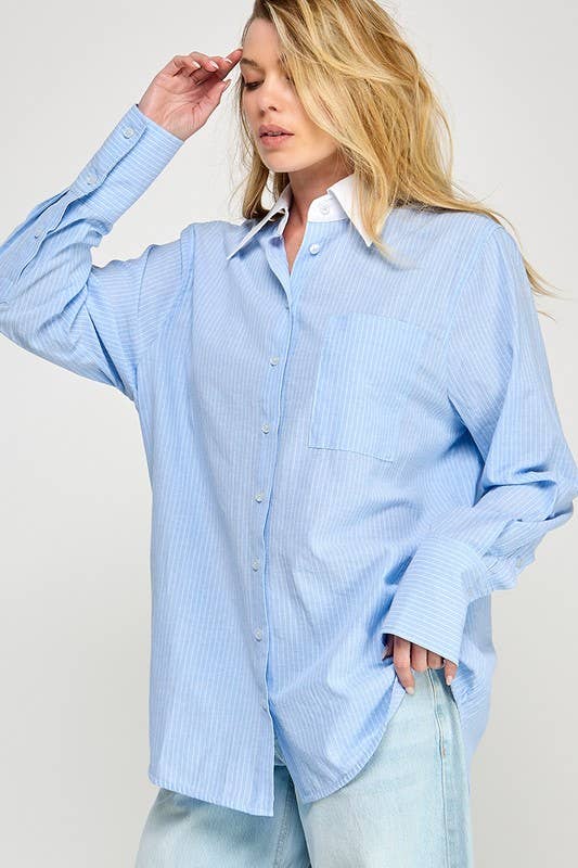Striped Long Sleeve Shirt Blue/White