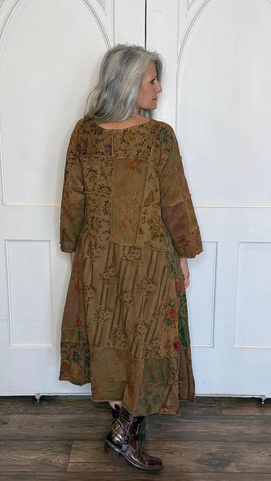 Floral Patchwork Long Knit Dress - Vintage Vault Boutique