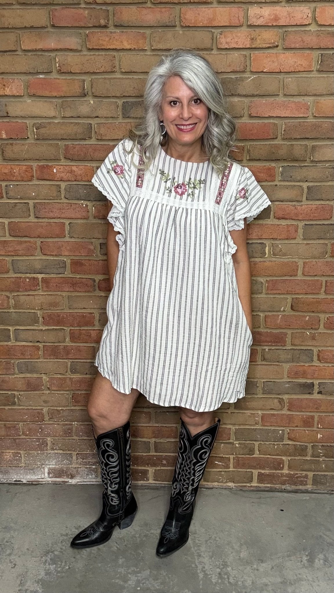 Cross Stitch Striped Cotton Dress - Vintage Vault Boutique