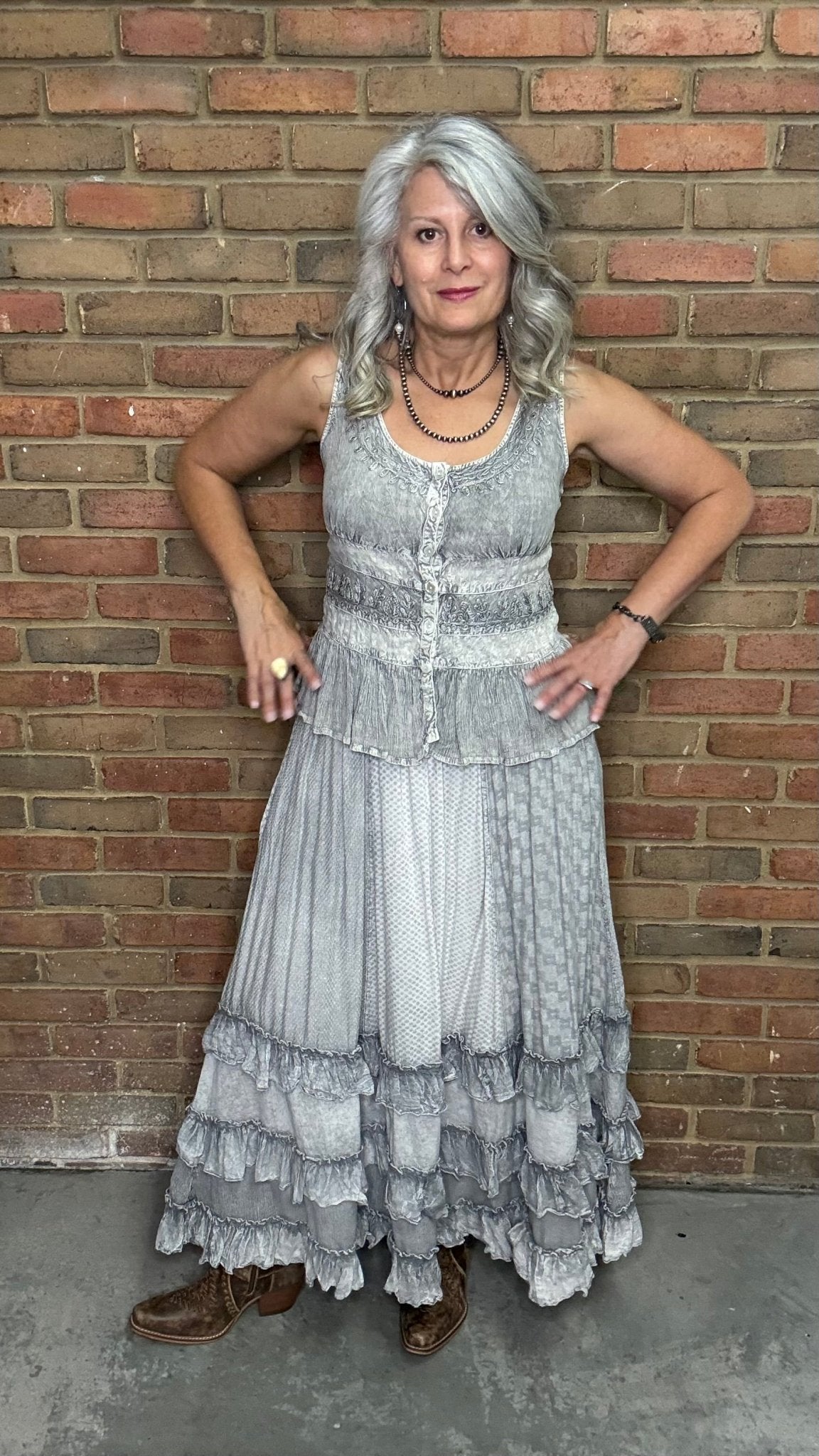 Grey Ruffle Skirt - Vintage Vault Boutique