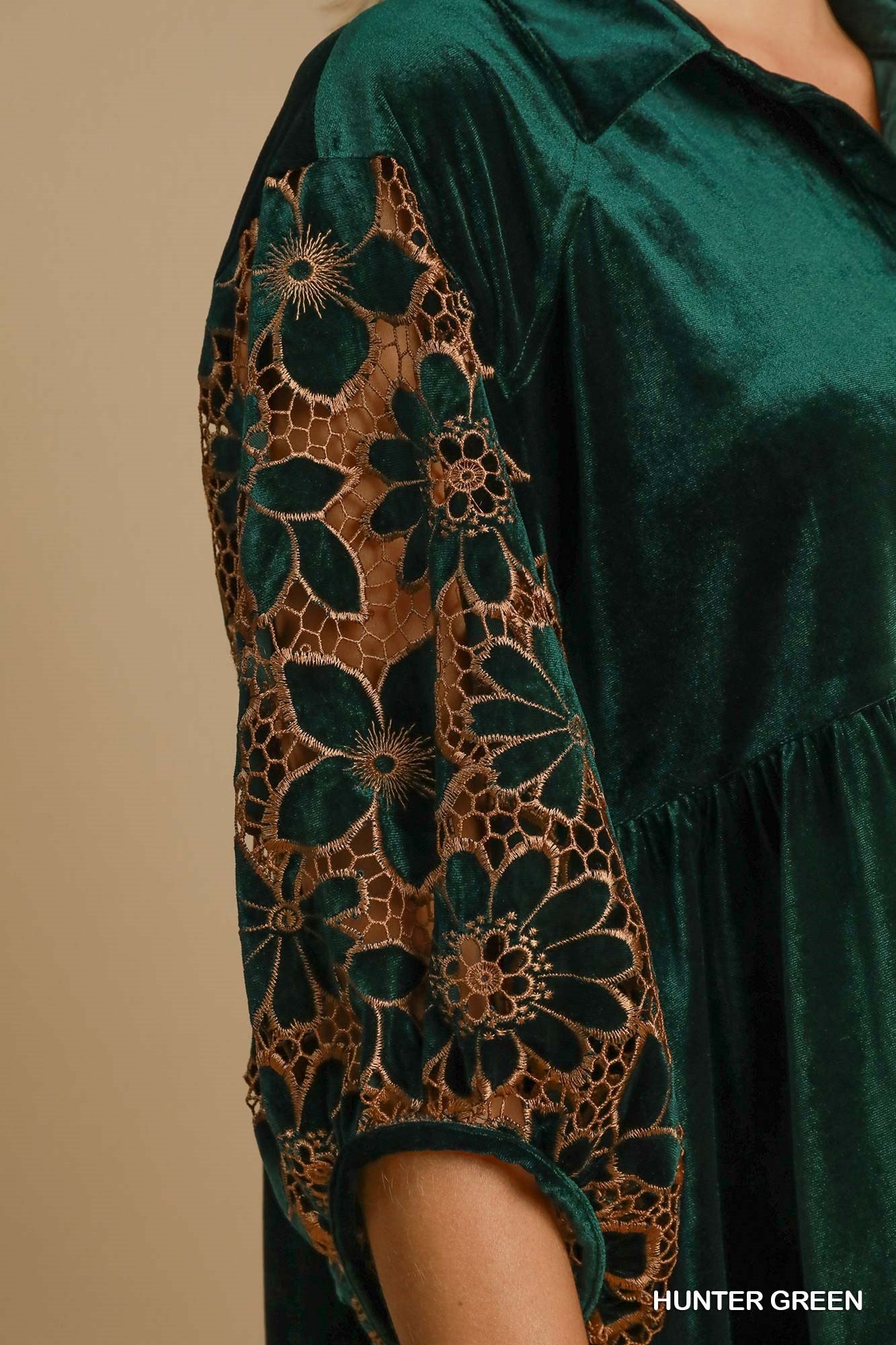 Hunter Green Velvet Tunic Top