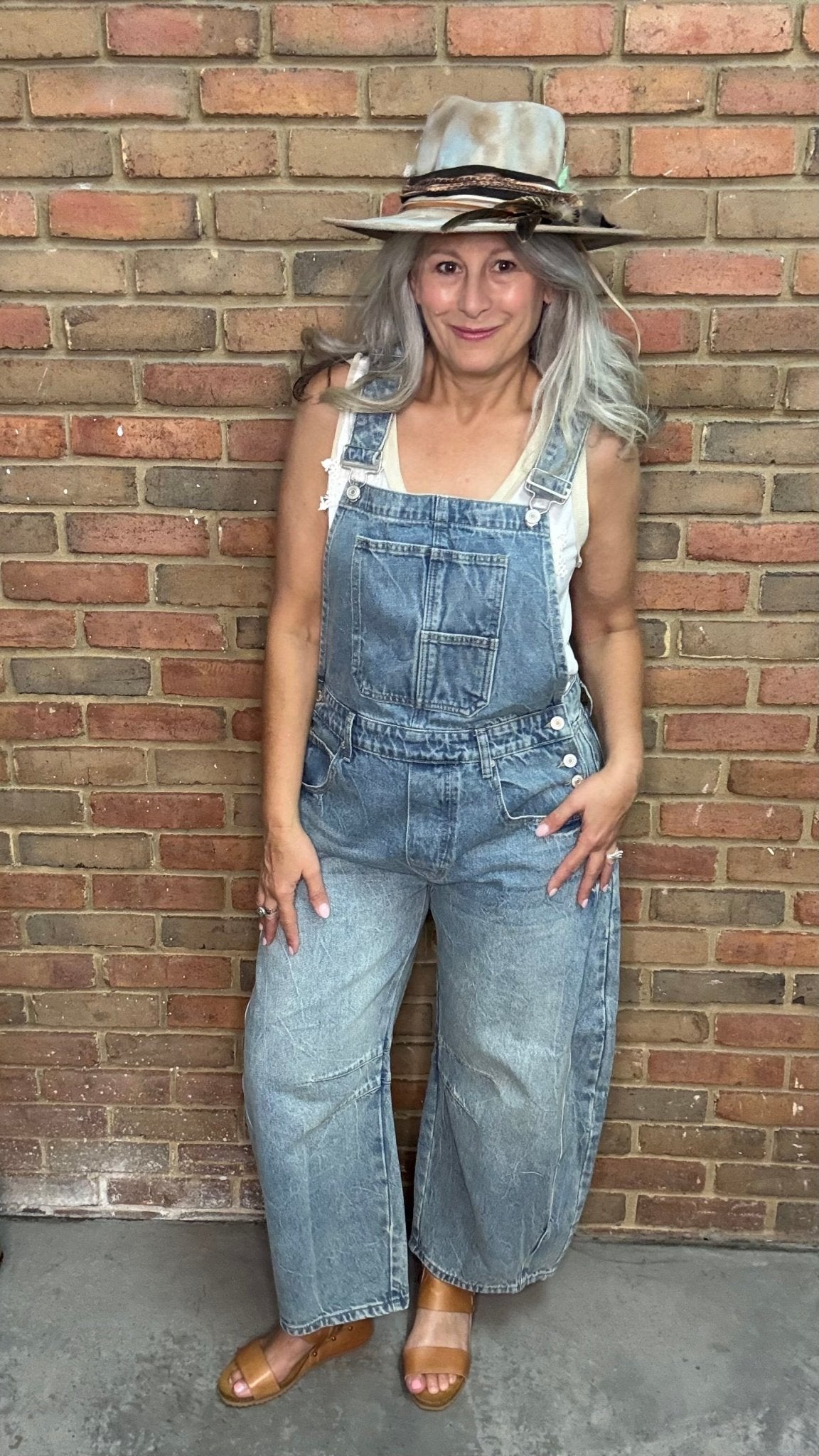 Washed Barrel Leg Overalls - Vintage Vault Boutique