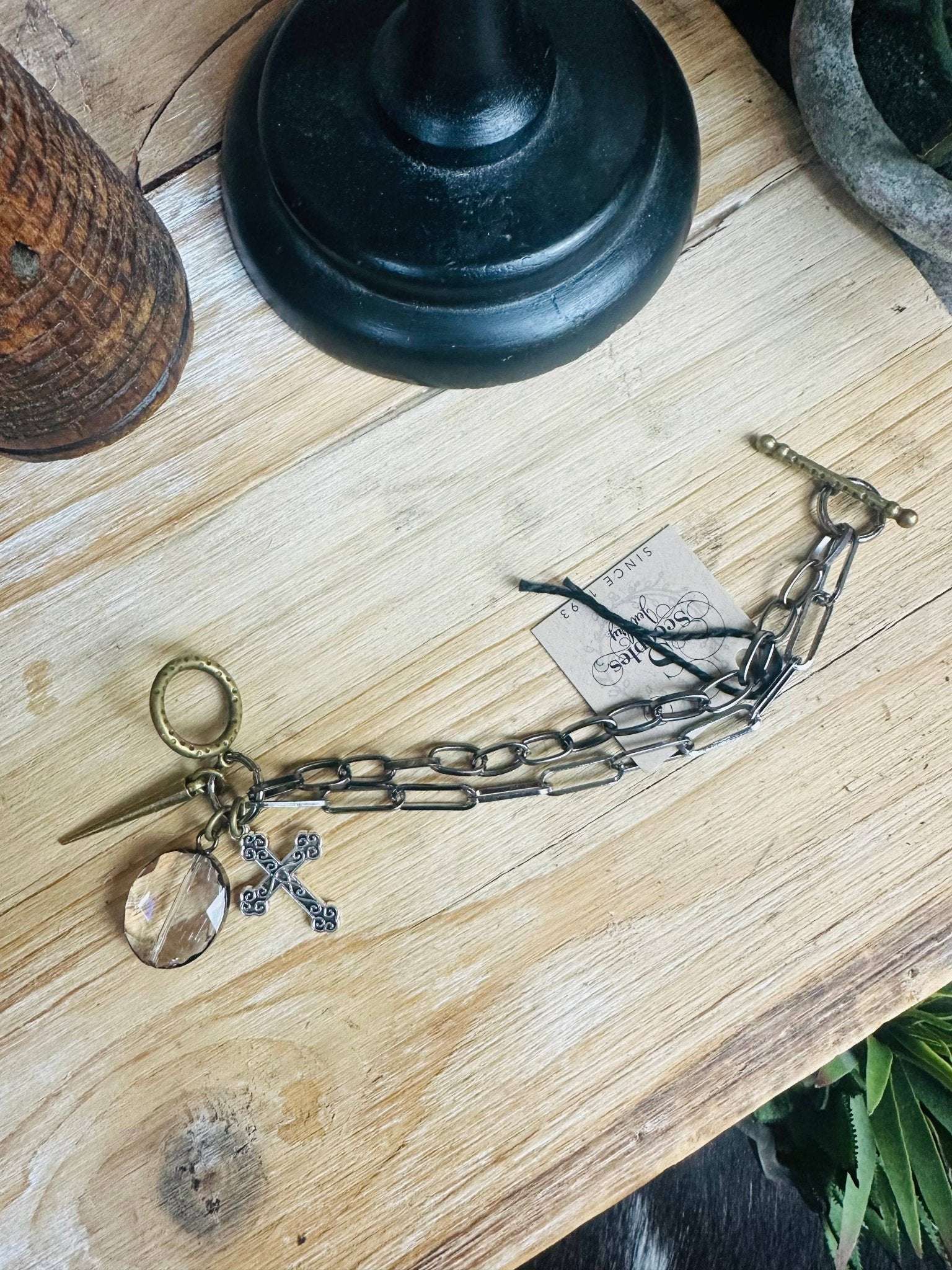 Gorgeous Gunmetal Crystal Bracelet - Vintage Vault Boutique