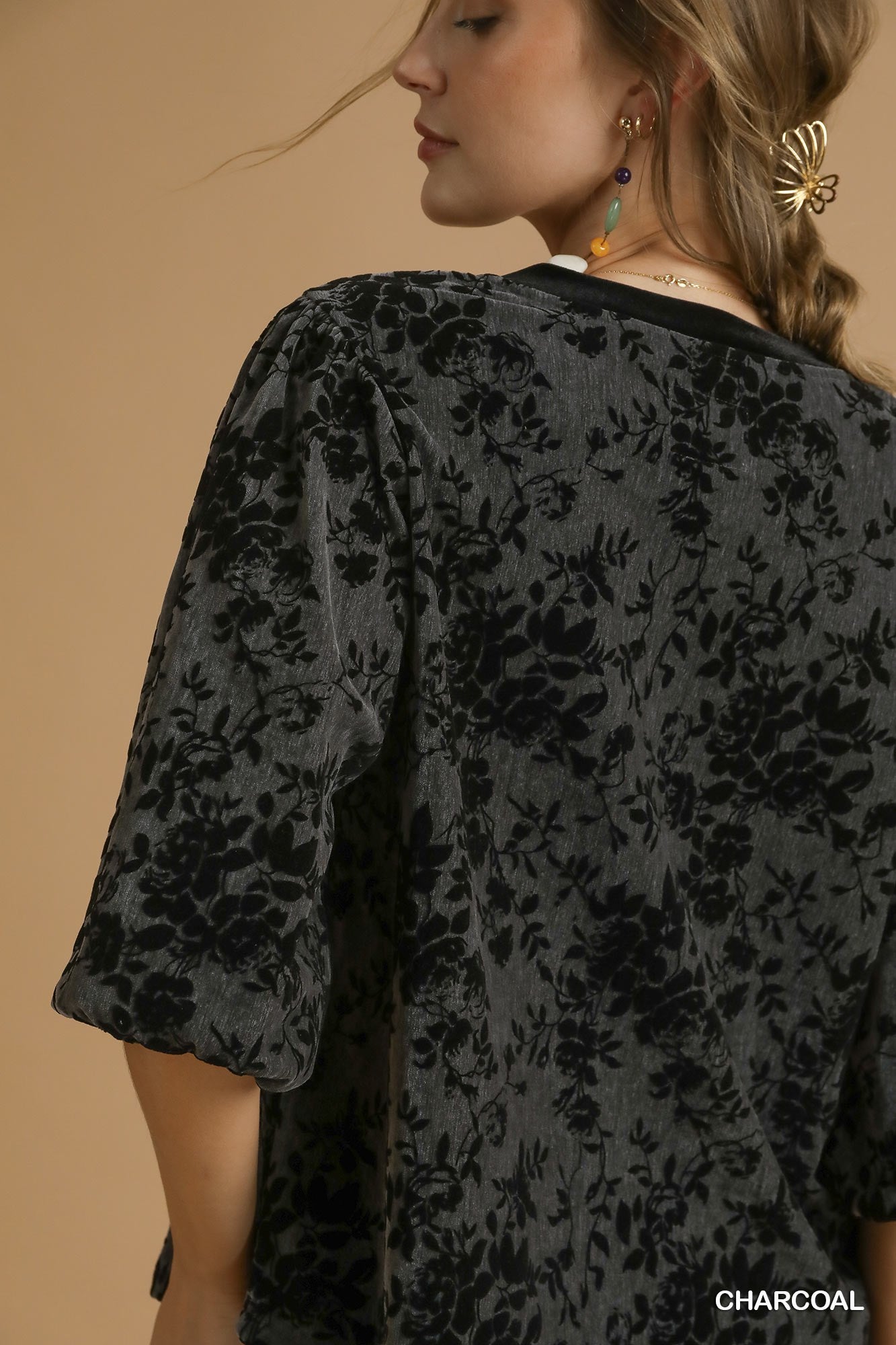 Charcoal Burnout Velvet Top