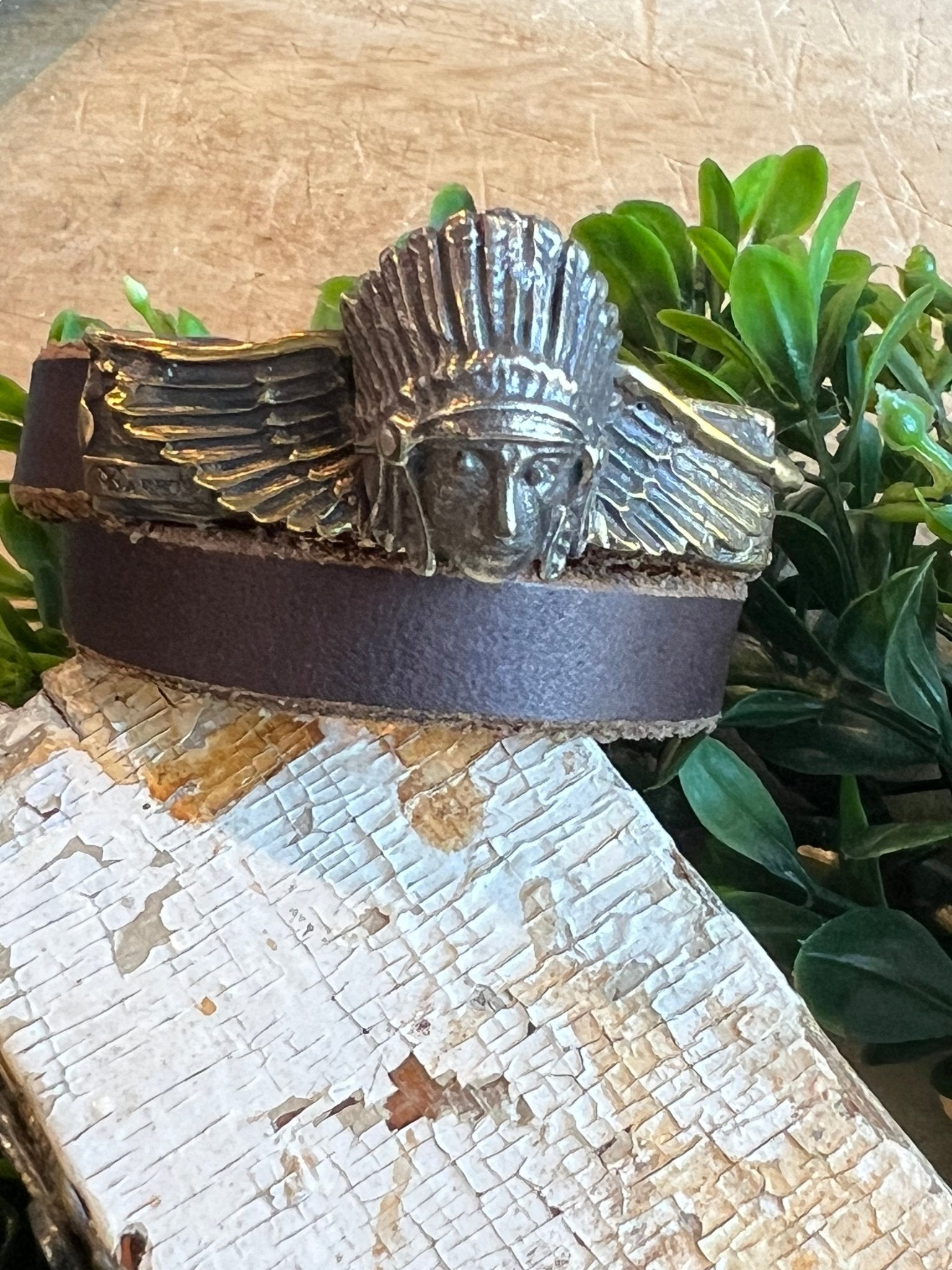 Winged Chief Brown Leather Wrap - Vintage Vault Boutique
